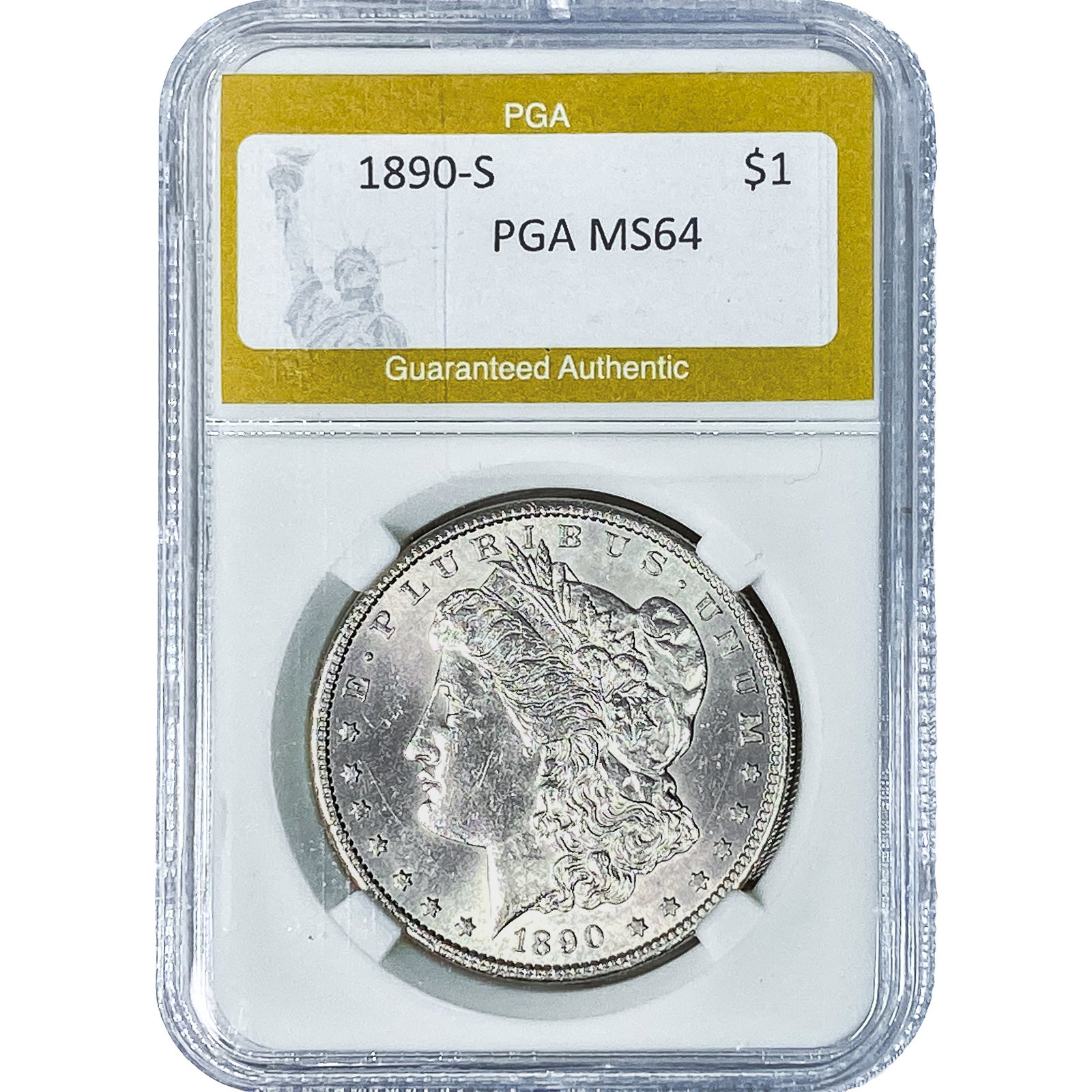1890-S Morgan Silver Dollar PGA MS64: 1890-S Morgan Silver Dollar PGA MS64