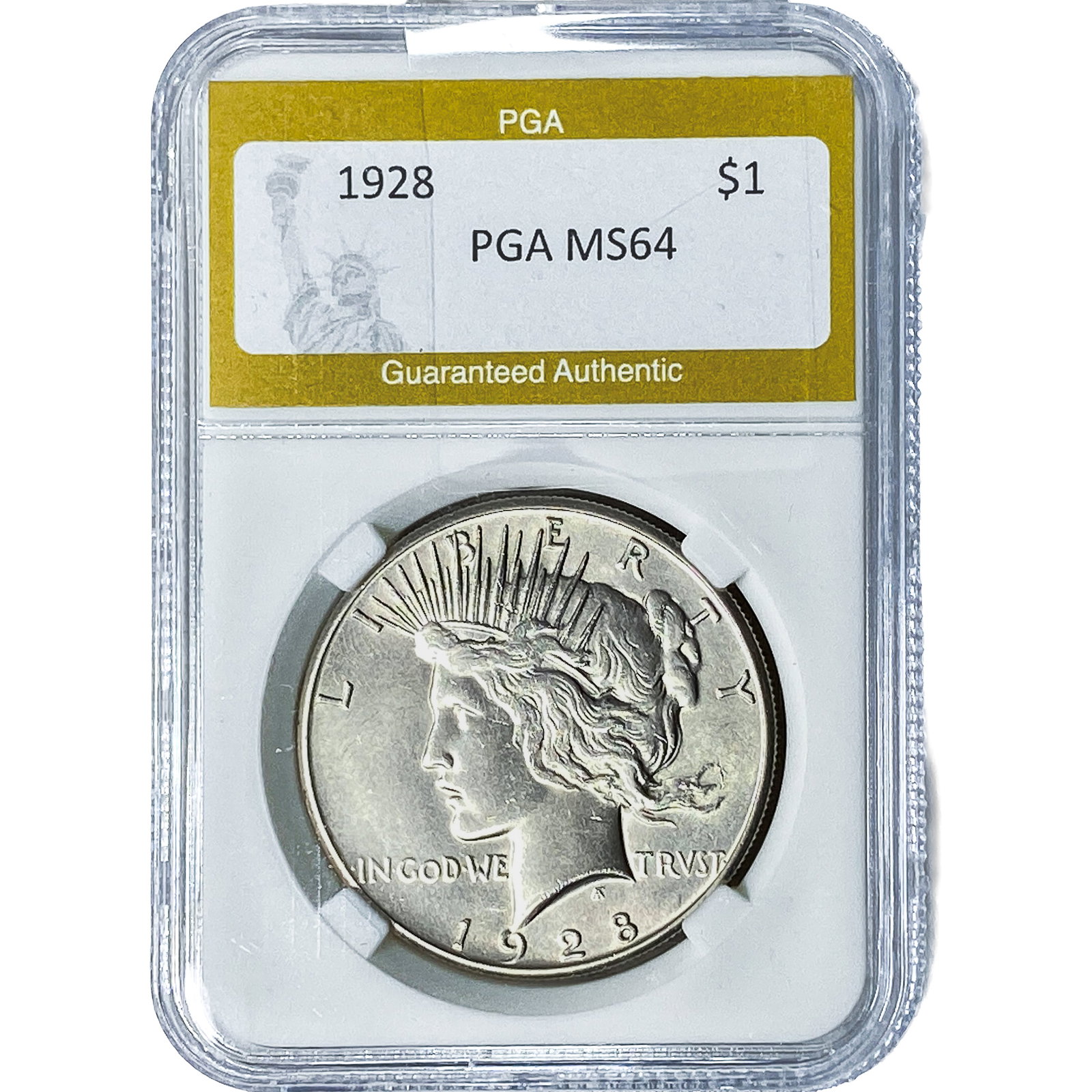 1928 Silver Peace Dollar PGA MS64: 1928 Silver Peace Dollar PGA MS64