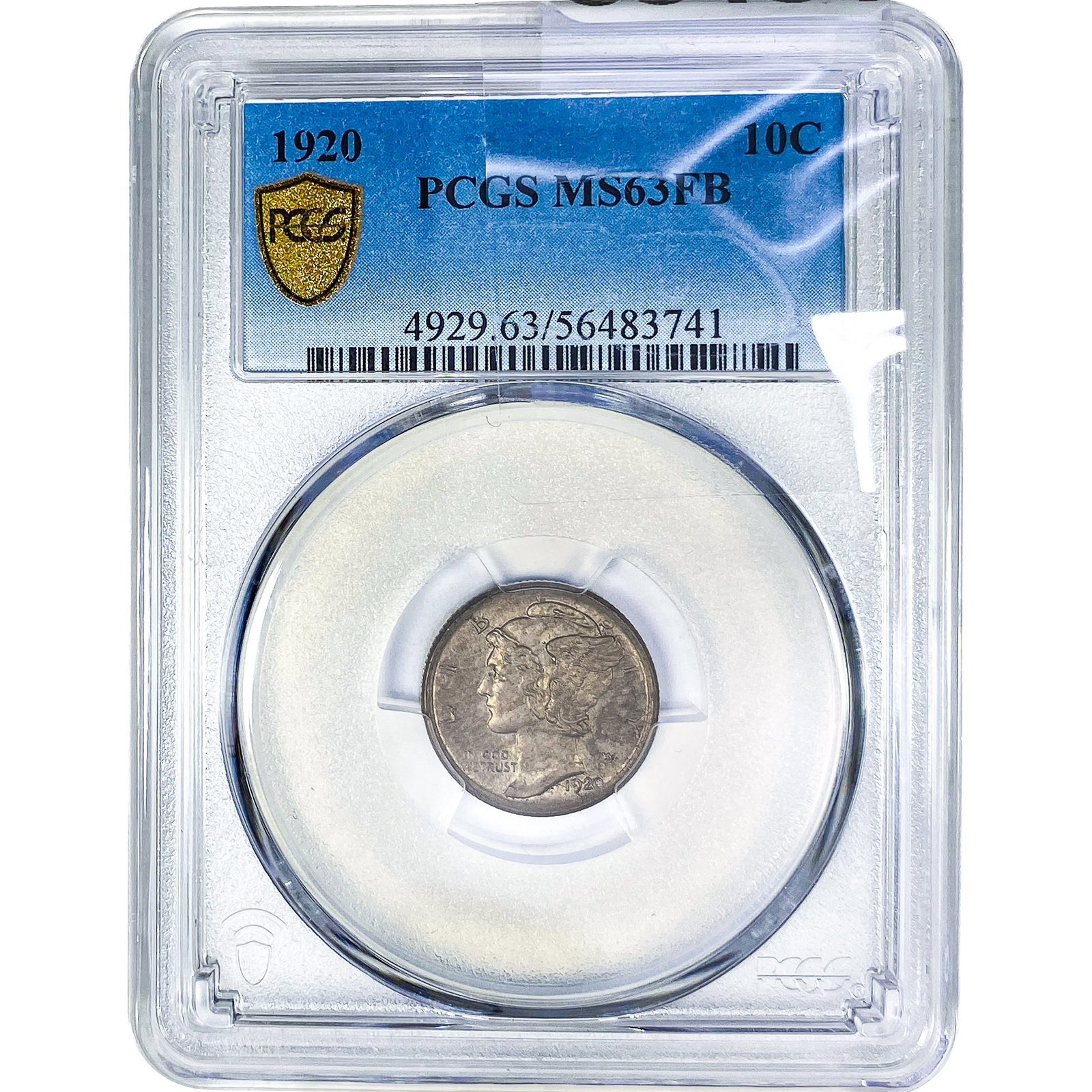 1920 Mercury Silver Dime PCGS MS63 FB: 1920 Mercury Silver Dime PCGS MS63 FB
