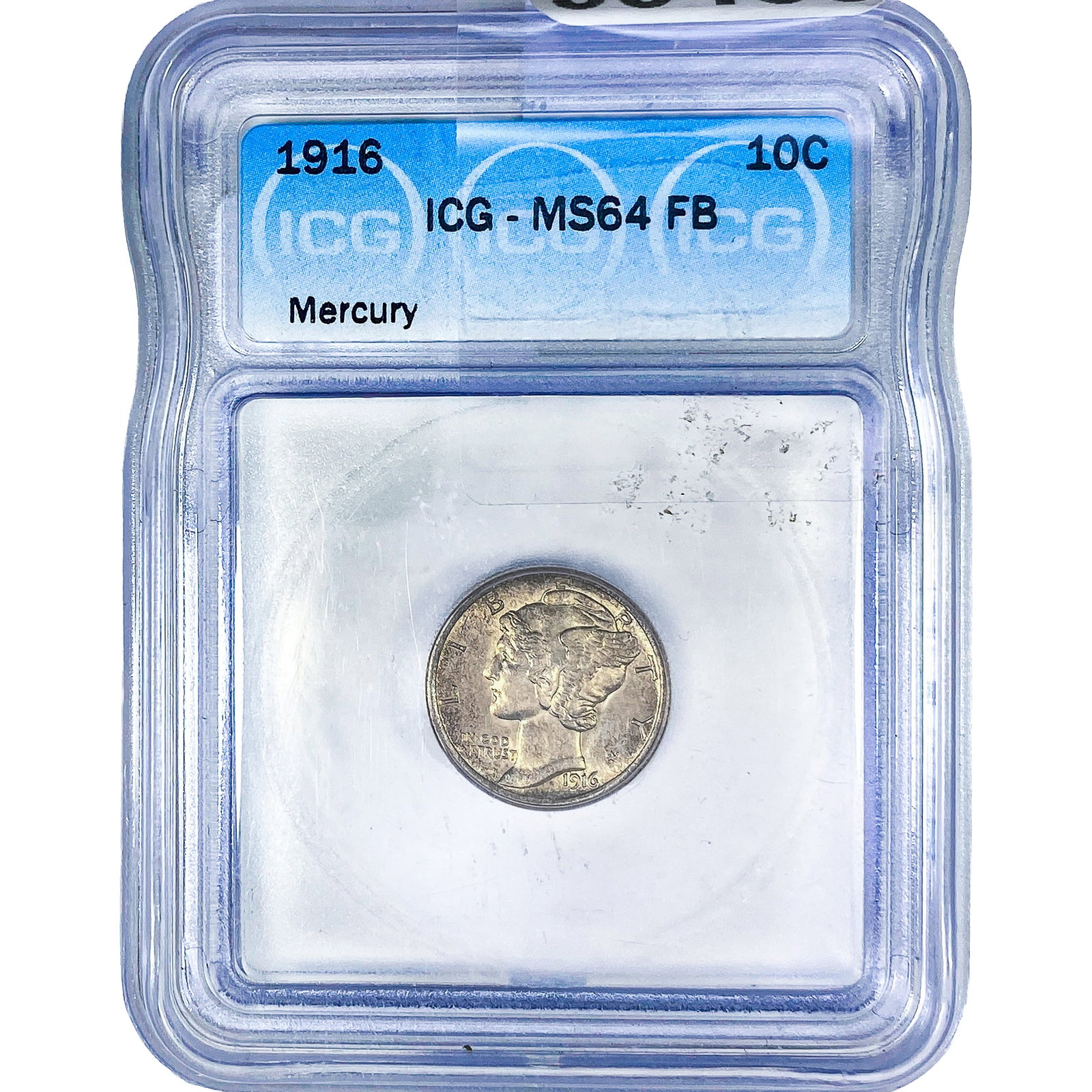1916 Mercury Silver Dime ICG MS64 FB: 1916 Mercury Silver Dime ICG MS64 FB