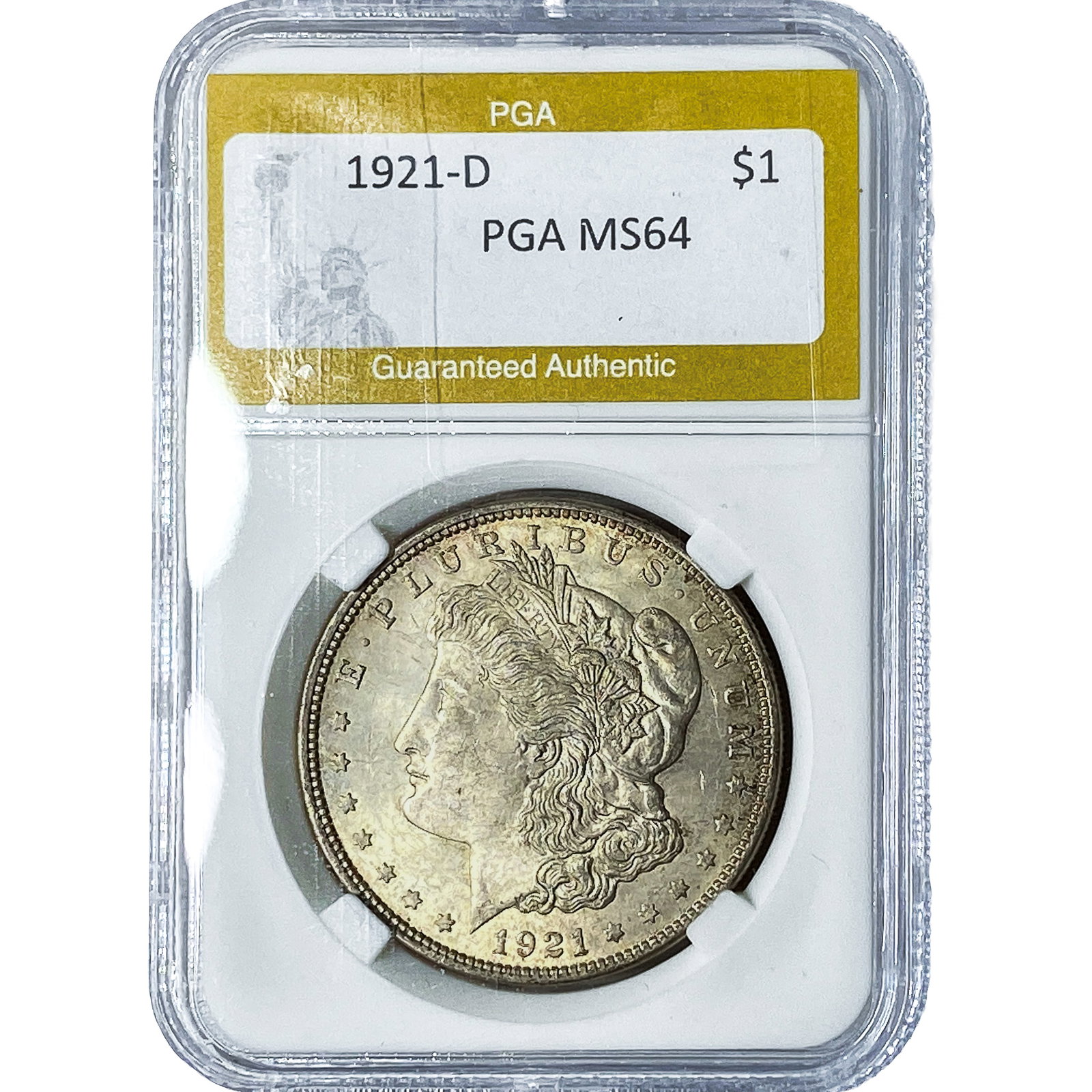 1921-D Morgan Silver Dollar PGA MS64: 1921-D Morgan Silver Dollar PGA MS64