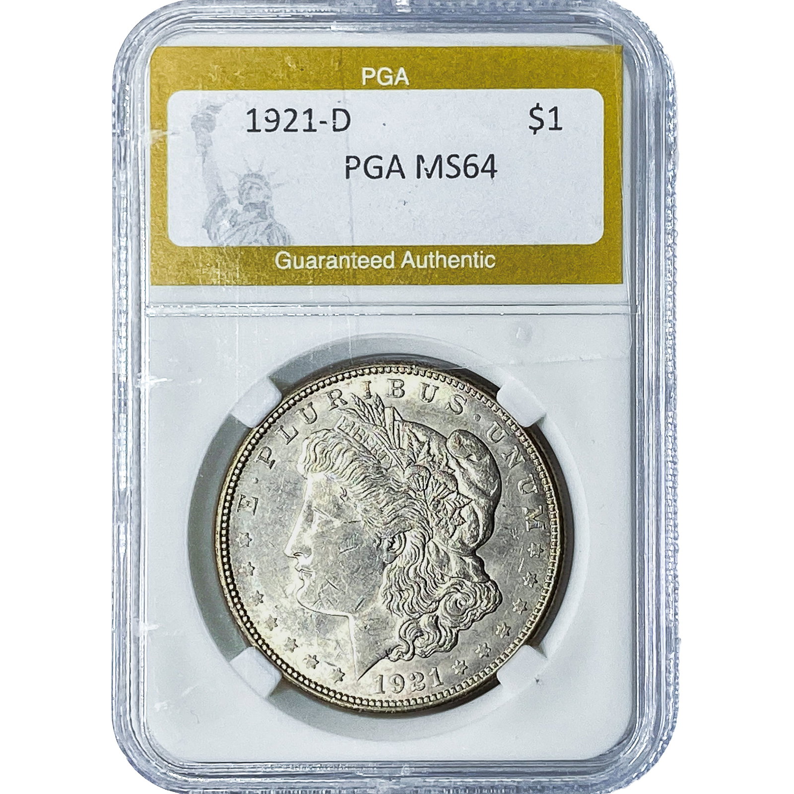1921-D Morgan Silver Dollar PGA MS64: 1921-D Morgan Silver Dollar PGA MS64