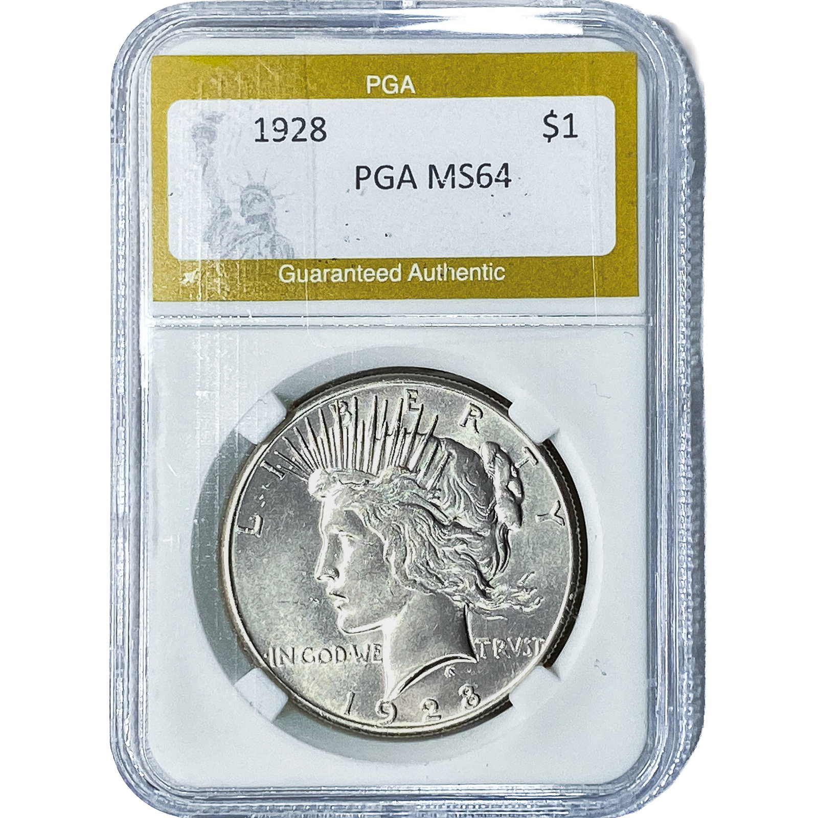 1928 Silver Peace Dollar PGA MS64: 1928 Silver Peace Dollar PGA MS64
