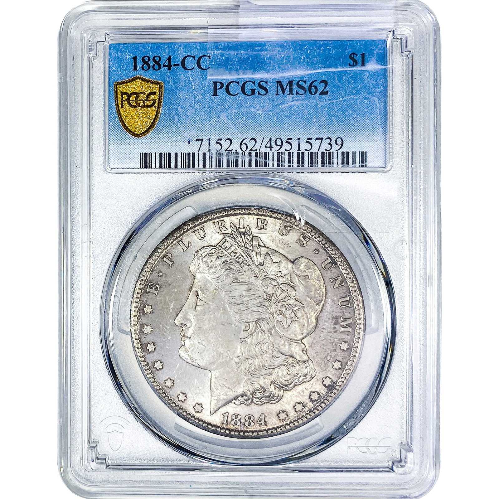 1884-CC Morgan Silver Dollar PCGS MS62: 1884-CC Morgan Silver Dollar PCGS MS62