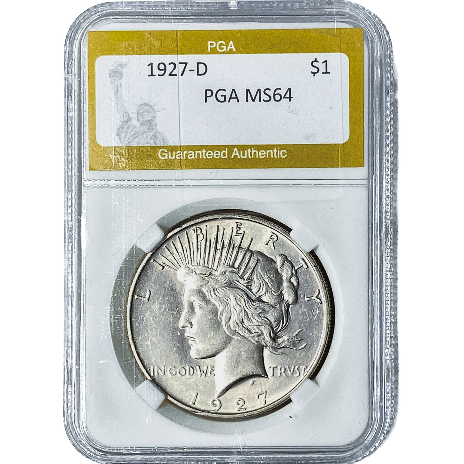 1927-D Silver Peace Dollar PGA MS64: 1927-D Silver Peace Dollar PGA MS64
