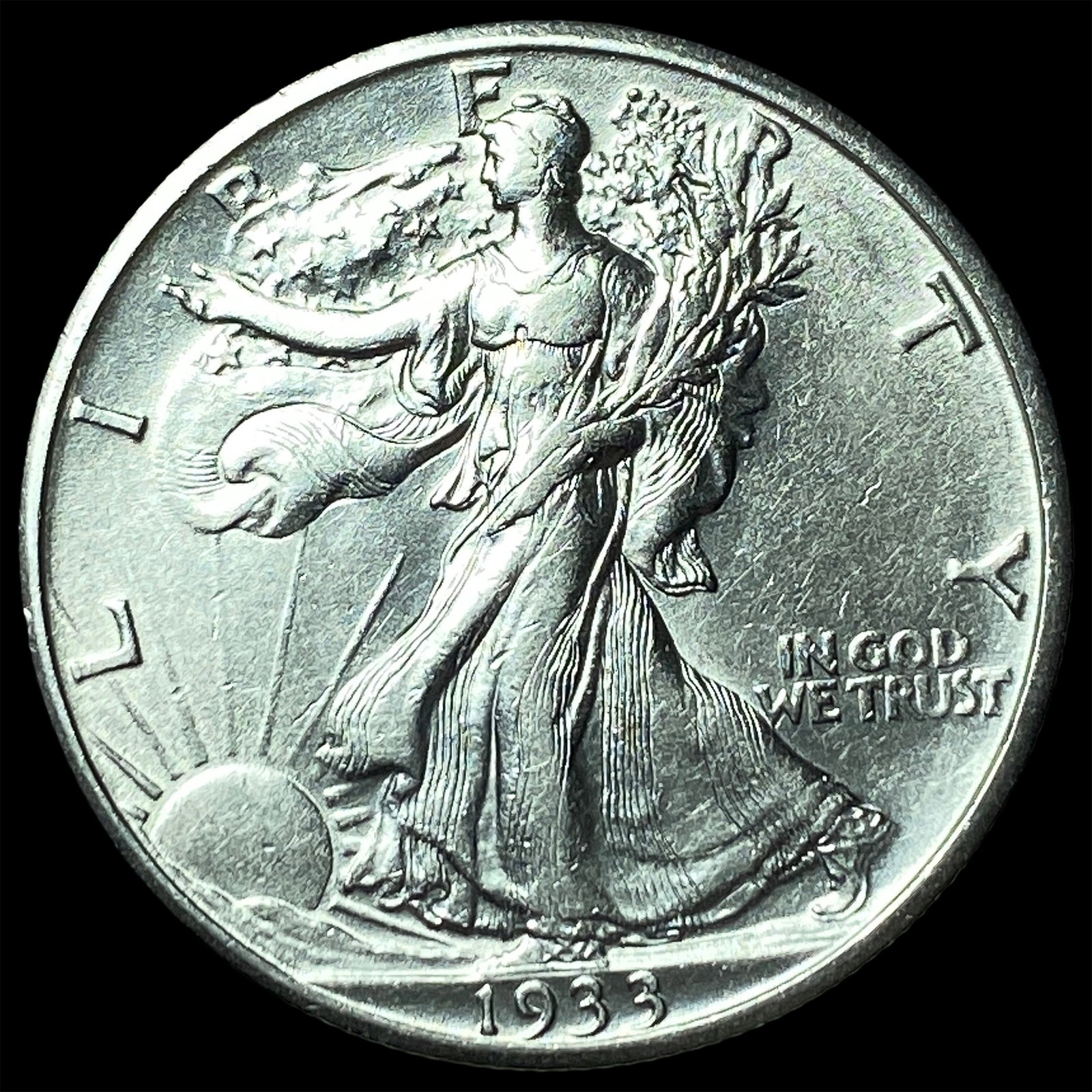 1933-S Silver Walking Liberty Half Dollar CLOSELY UNCIRCULATED: 1933-S Silver Walking Liberty Half Dollar CLOSELY UNCIRCULATED
