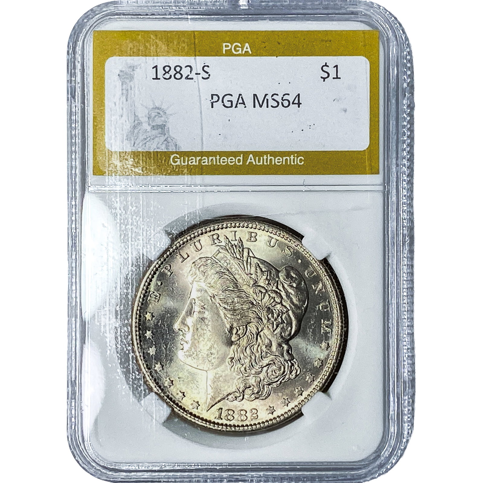 1882-S Morgan Silver Dollar PGA MS64: 1882-S Morgan Silver Dollar PGA MS64