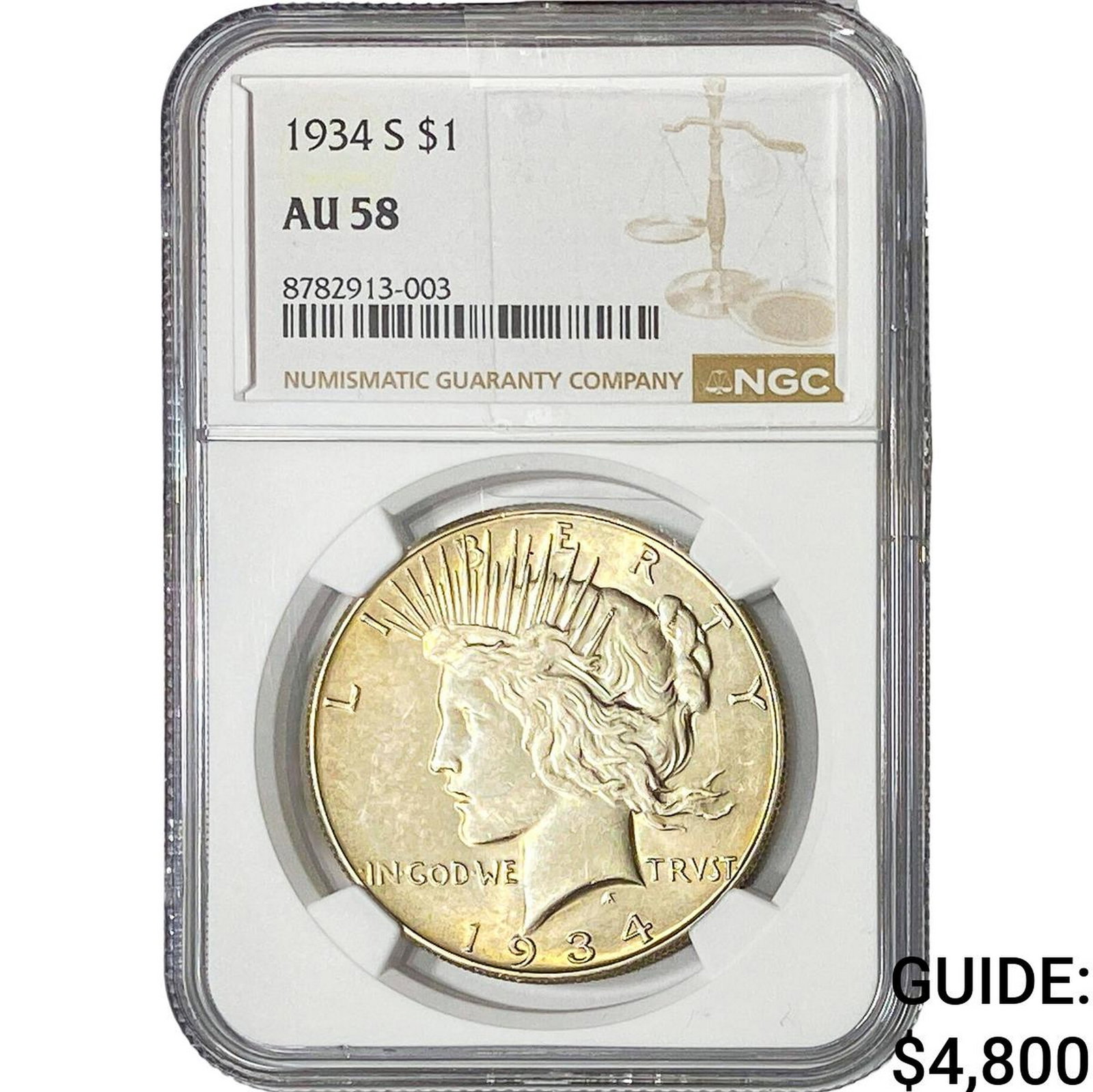 1934-S Silver Peace Dollar NGC AU58 (1 of 4)