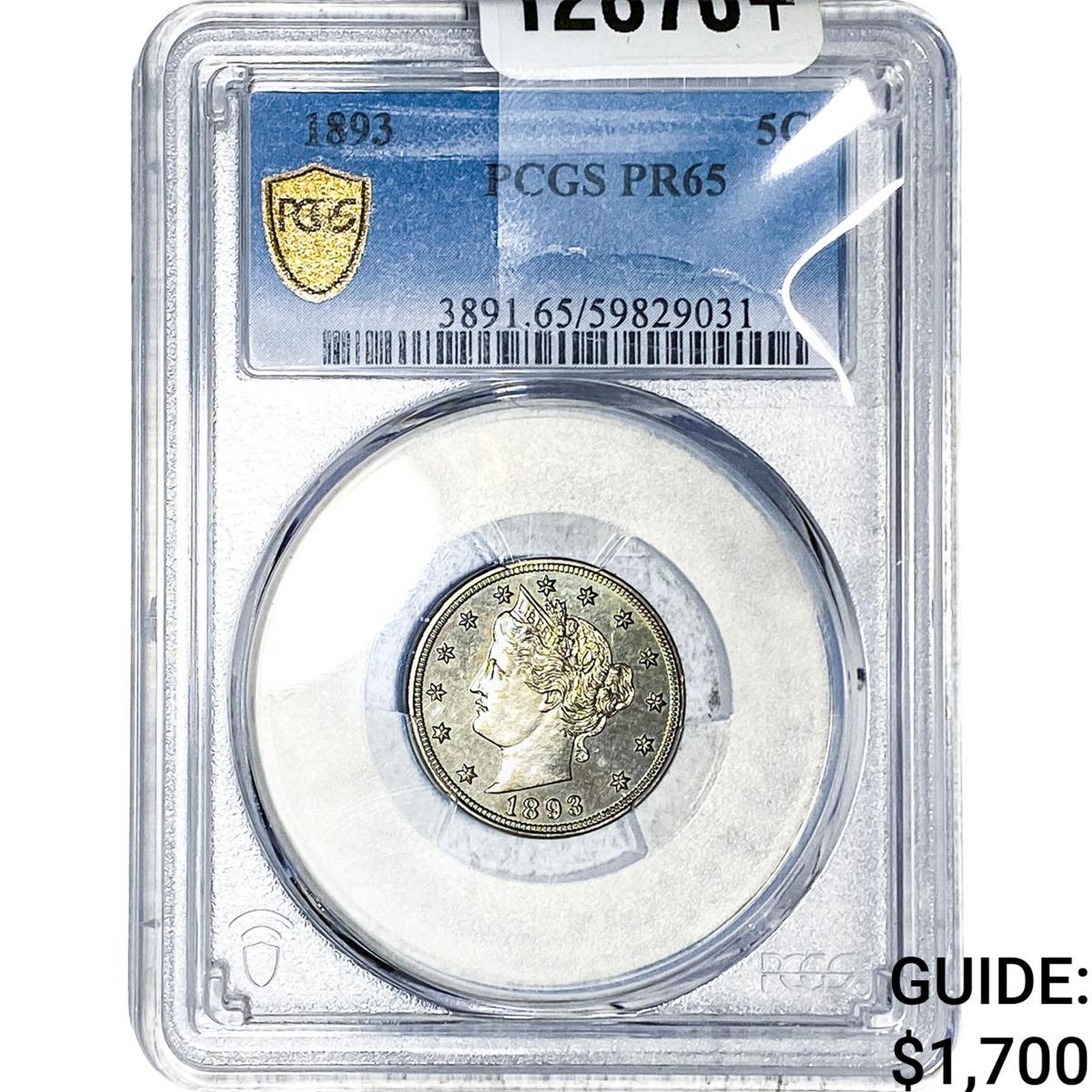 1893 Liberty Victory Nickel PCGS PR65: 1893 Liberty Victory Nickel PCGS PR65