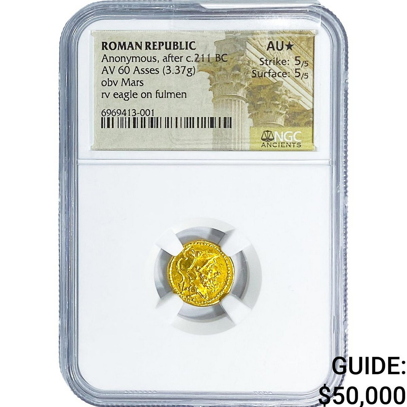 Roman Anonymous, after c.211 BC Gold 60 Asses NGC AU* (1 of 4)