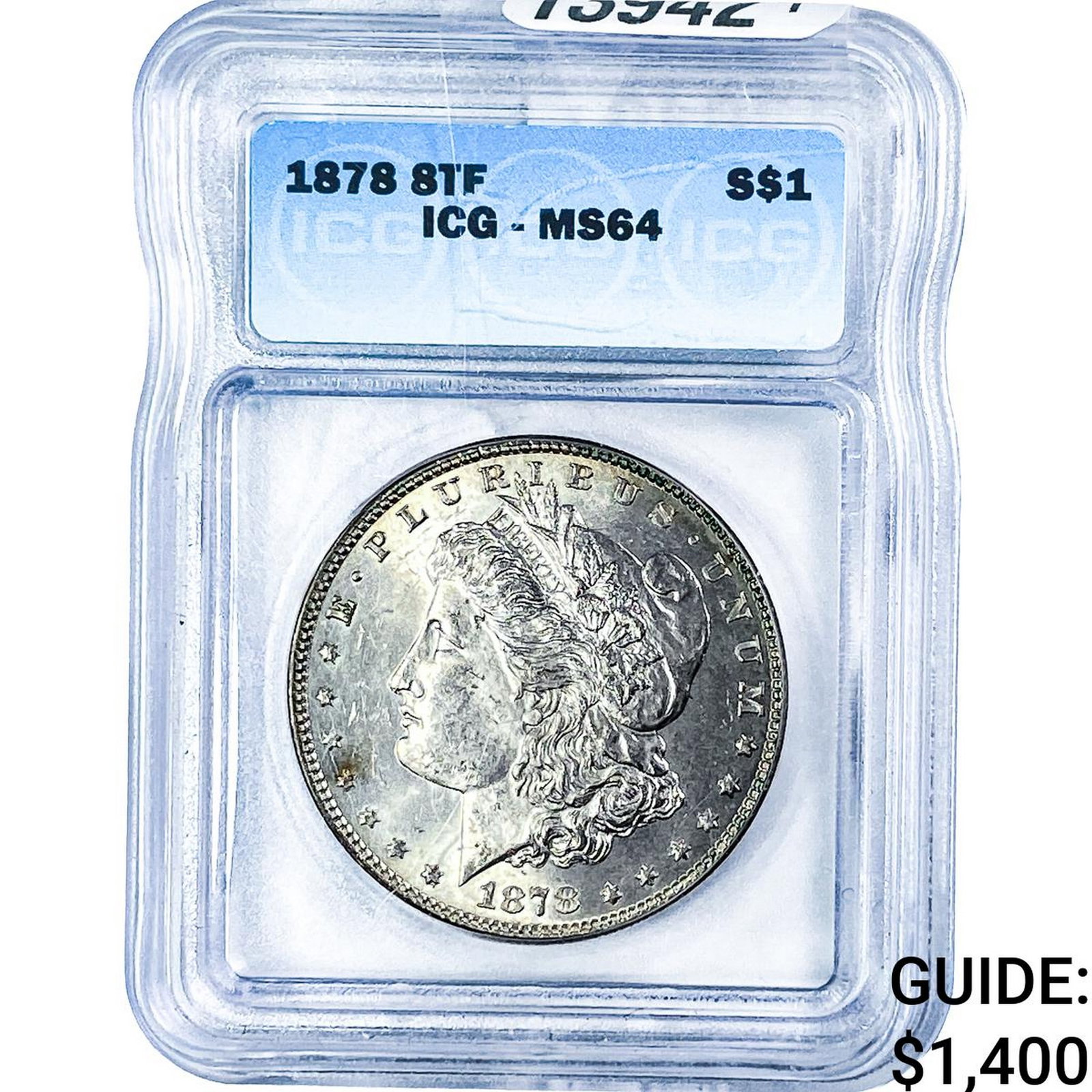 1878 8TF Morgan Silver Dollar ICG MS64: 1878 8TF Morgan Silver Dollar ICG MS64
