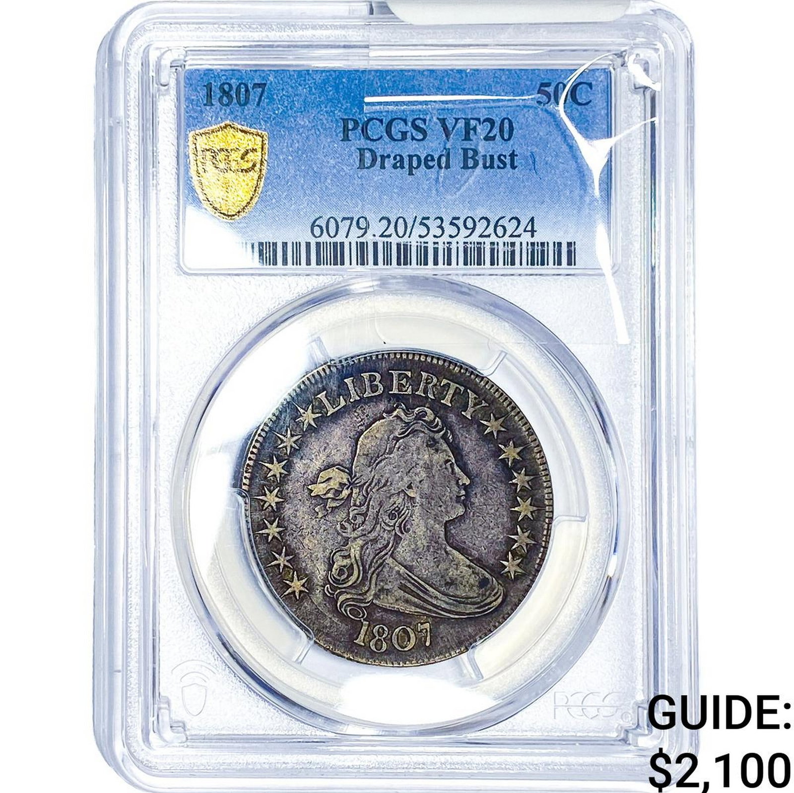 1807 Draped Bust Half Dollar PCGS VF20: 1807 Draped Bust Half Dollar PCGS VF20