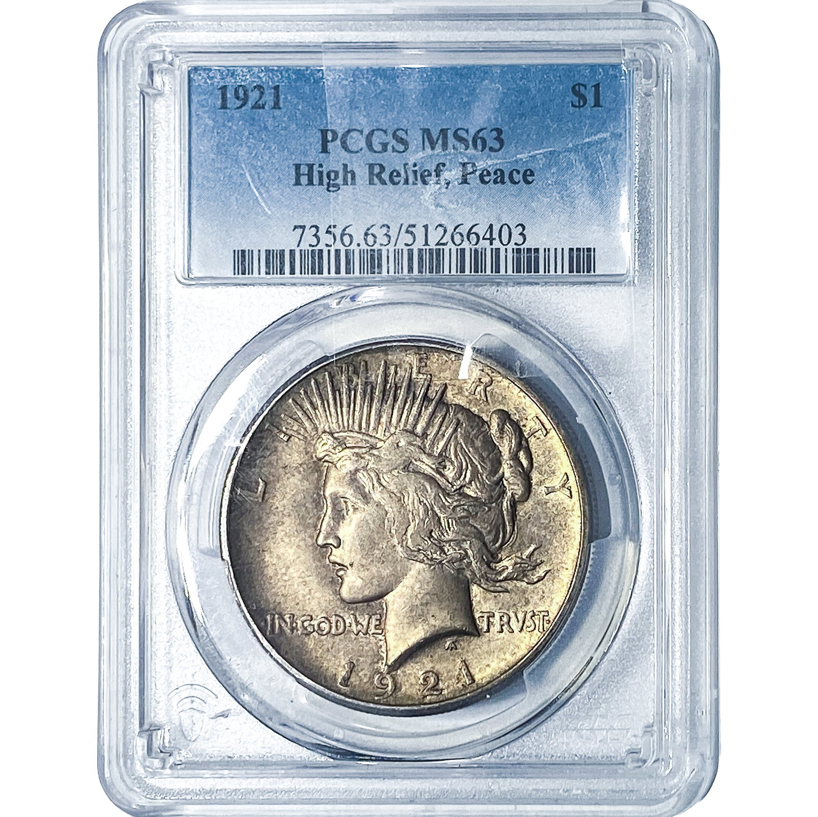 1921 Silver Peace Dollar PCGS MS63 High Relief: 1921 Silver Peace Dollar PCGS MS63 High Relief