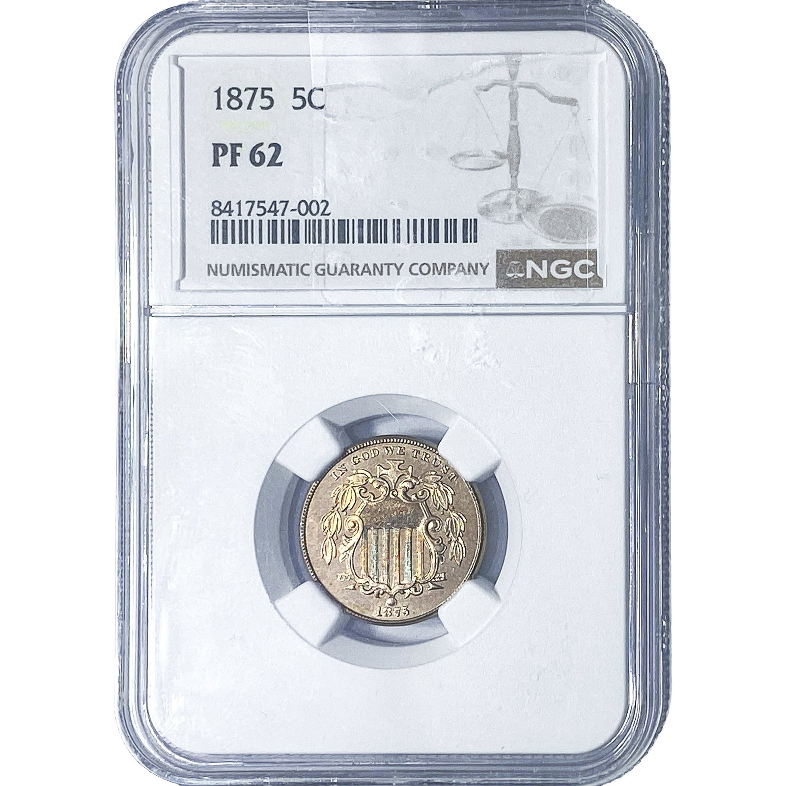 1875 Shield Nickel NGC PF62 (1 of 4)