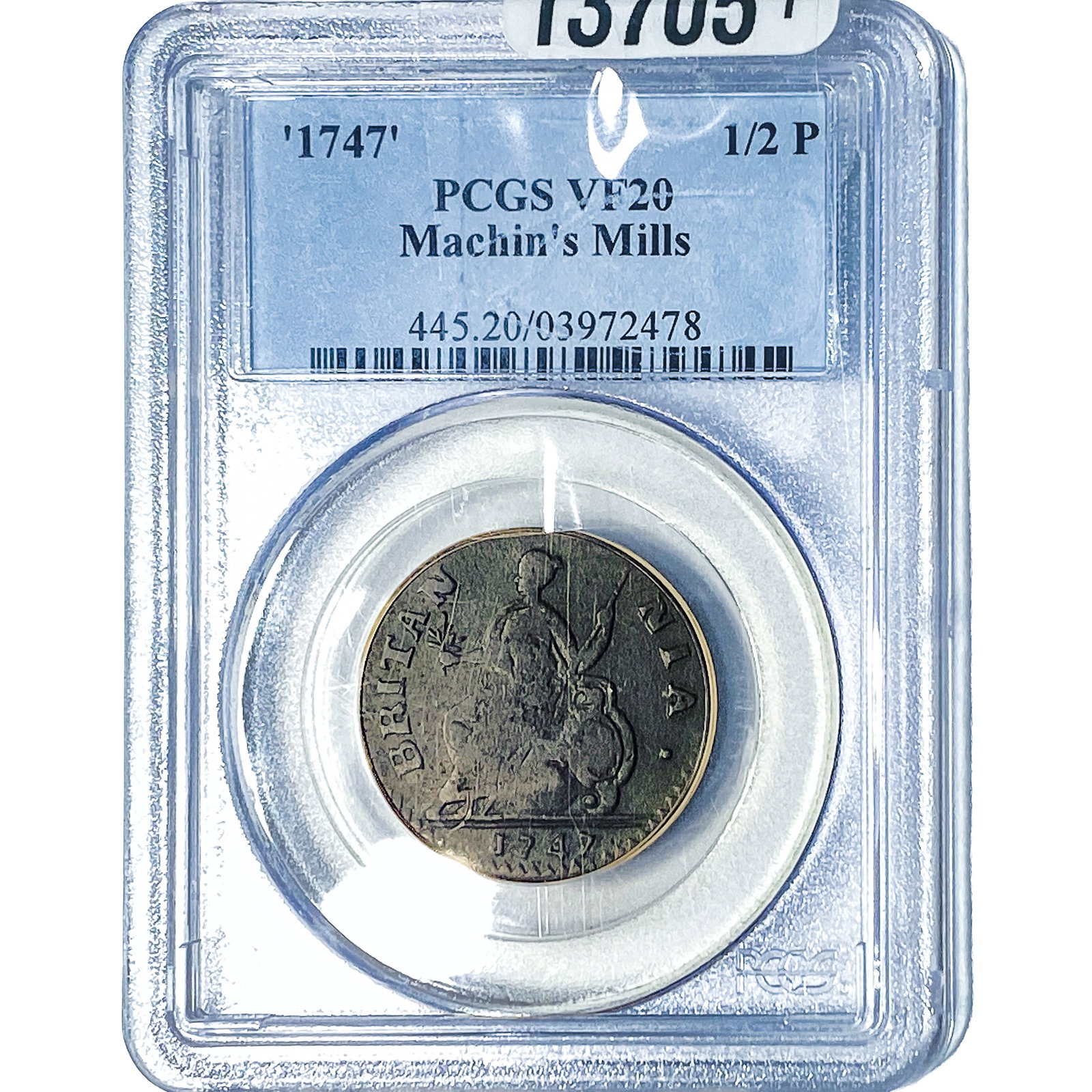 1747 1/2P Machin's Mills PCGS VF20 (1 of 4)