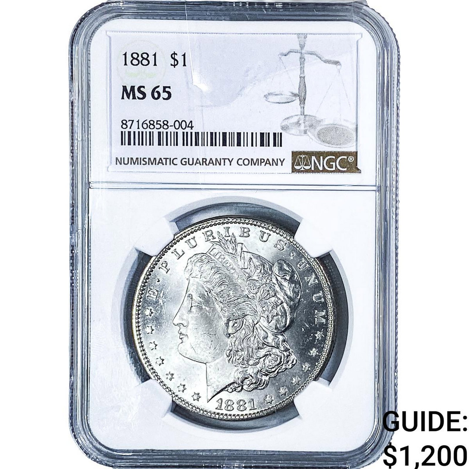 1881 Morgan Silver Dollar NGC MS65: 1881 Morgan Silver Dollar NGC MS65