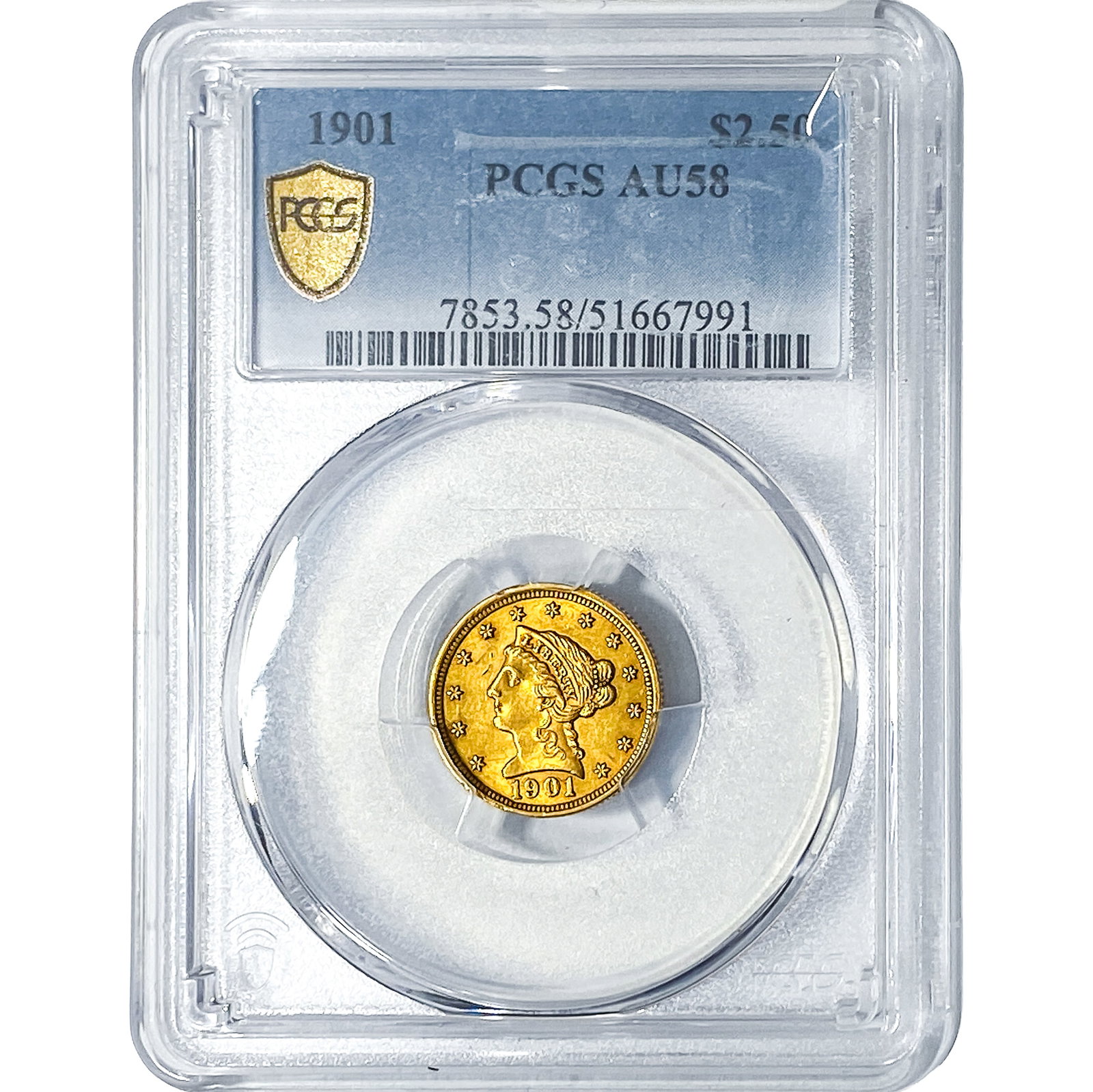 1901 $2.50 Gold Quarter Eagle PCGS AU58: 1901 $2.50 Gold Quarter Eagle PCGS AU58