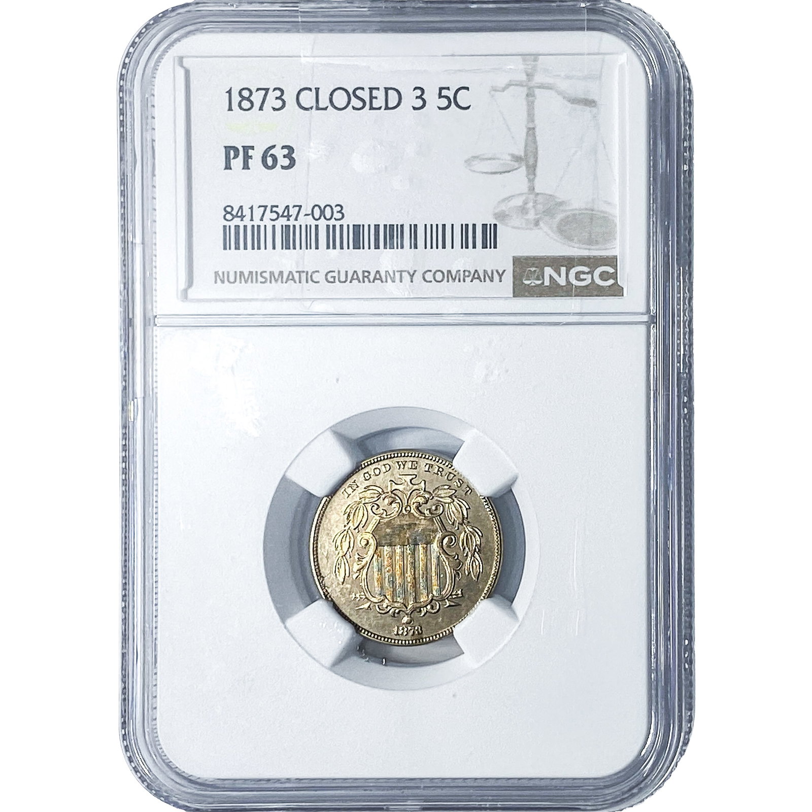1873 Shield Nickel NGC PF63 Closed: 1873 Shield Nickel NGC PF63 Closed