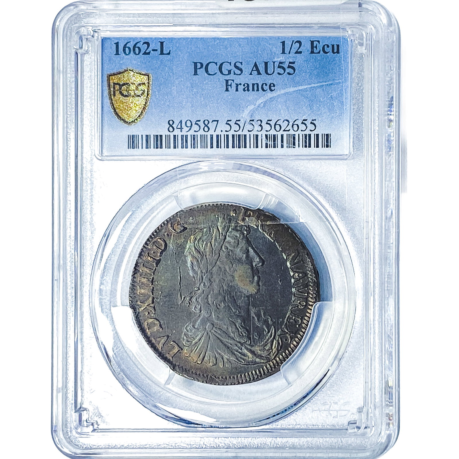 1662-L 1/2 Ecu France PCGS AU55: 1662-L 1/2 Ecu France PCGS AU55