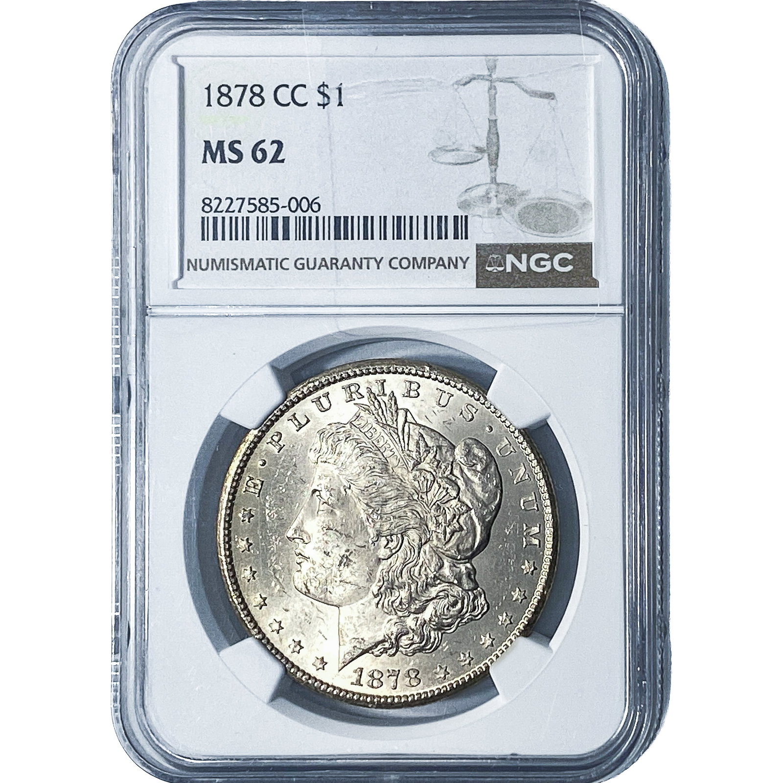 1878-CC Morgan Silver Dollar NGC MS62: 1878-CC Morgan Silver Dollar NGC MS62