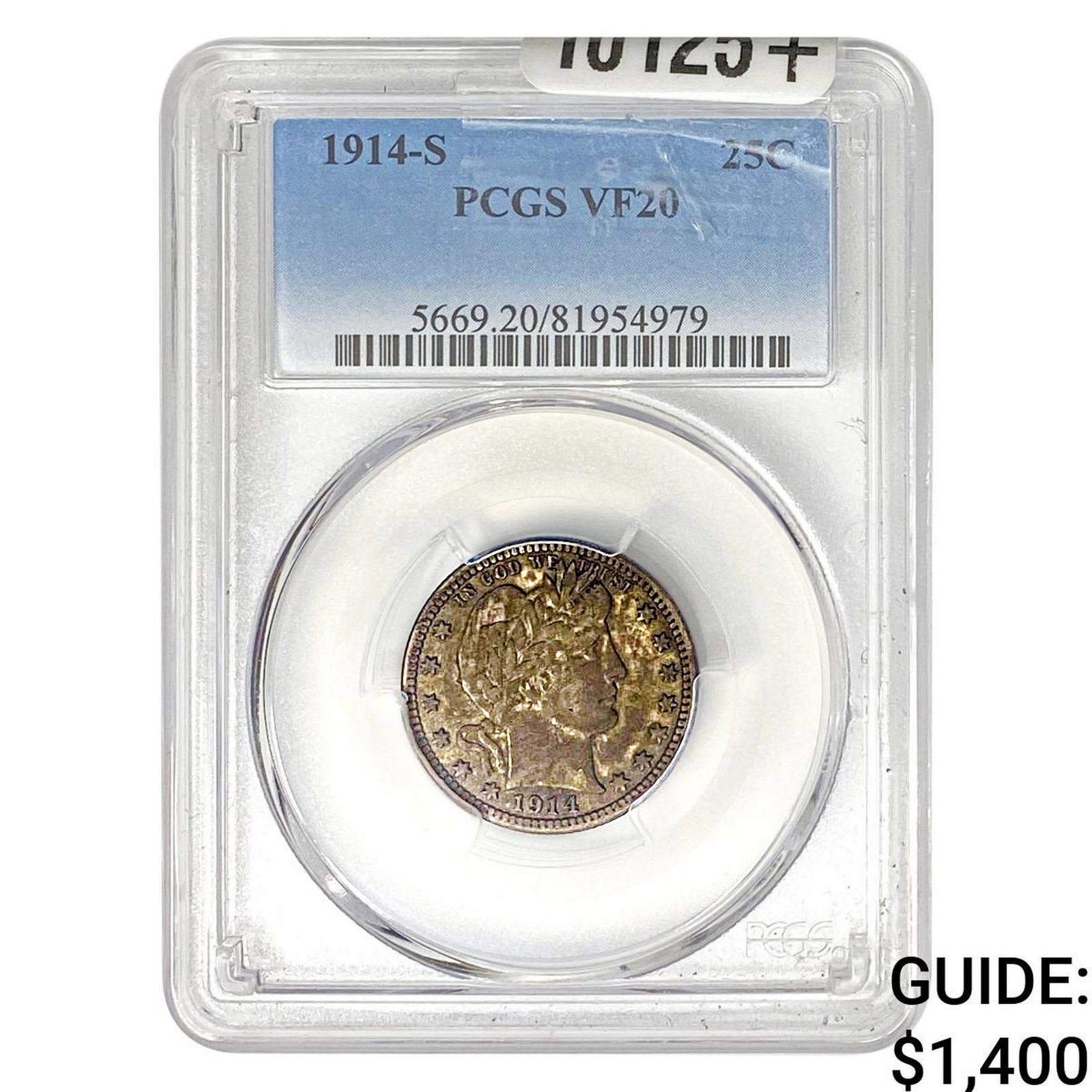 1914-S Barber Quarter PCGS VF20: 1914-S Barber Quarter PCGS VF20