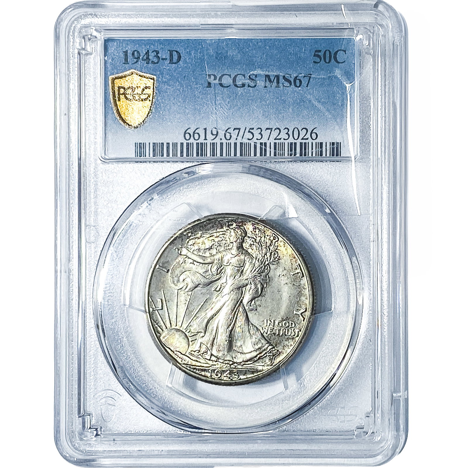 1943-D Walking Liberty Half Dollar PCGS MS67: 1943-D Walking Liberty Half Dollar PCGS MS67