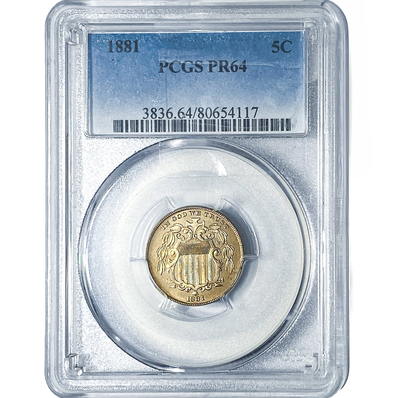 1881 Shield Nickel PCGS PR64: 1881 Shield Nickel PCGS PR64