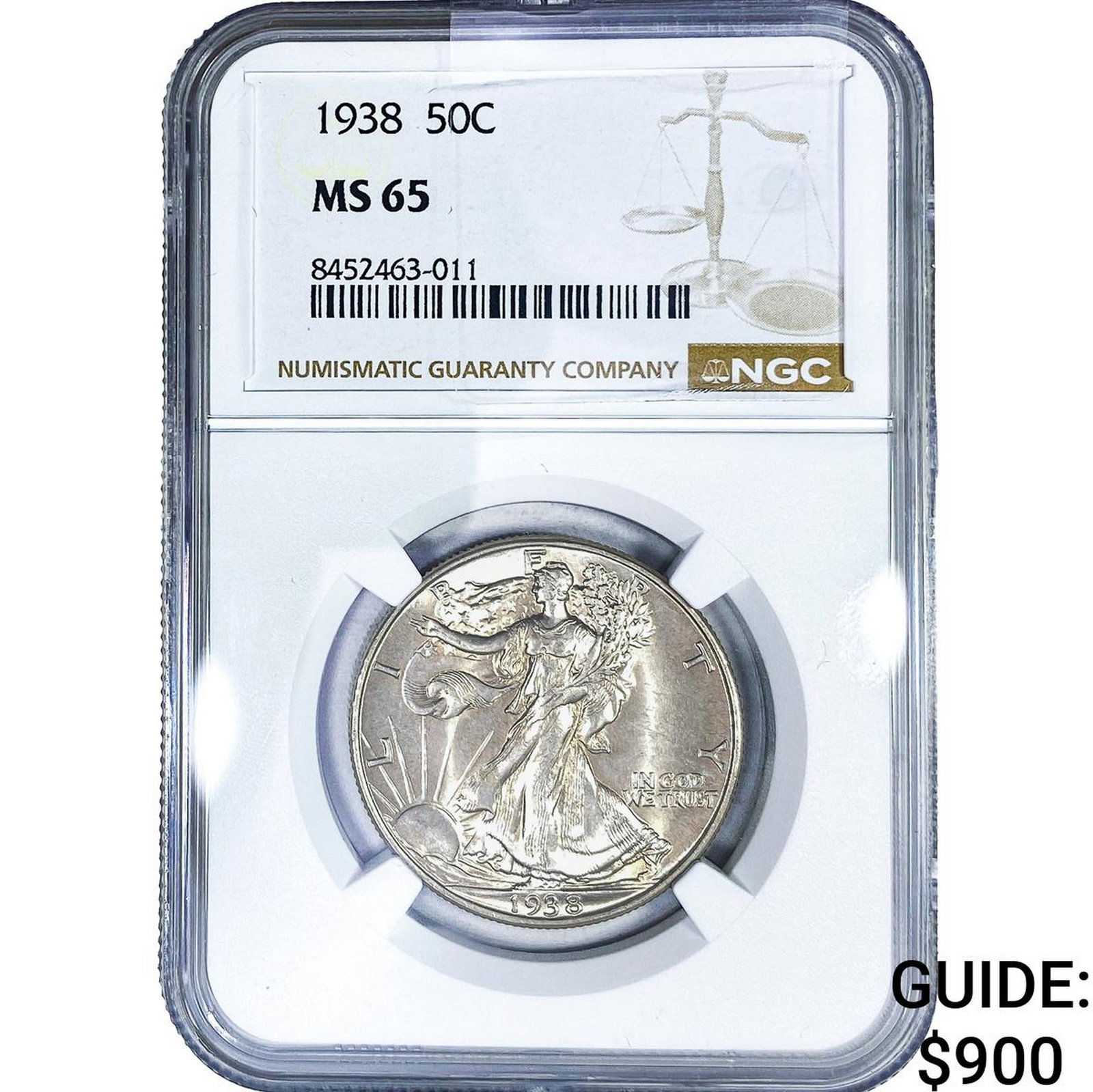 1938 Walking Liberty Half Dollar NGC MS65: 1938 Walking Liberty Half Dollar NGC MS65