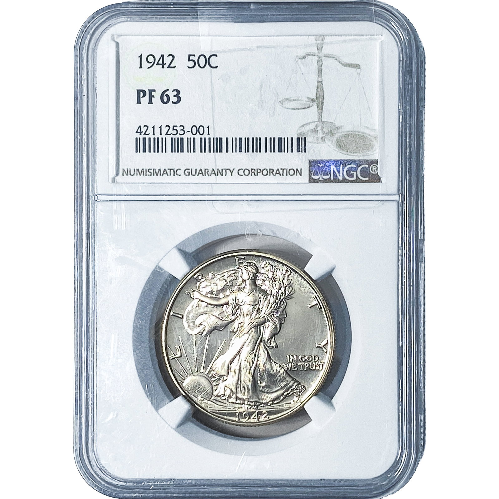 1942 Walking Liberty Half Dollar NGC PF63: 1942 Walking Liberty Half Dollar NGC PF63
