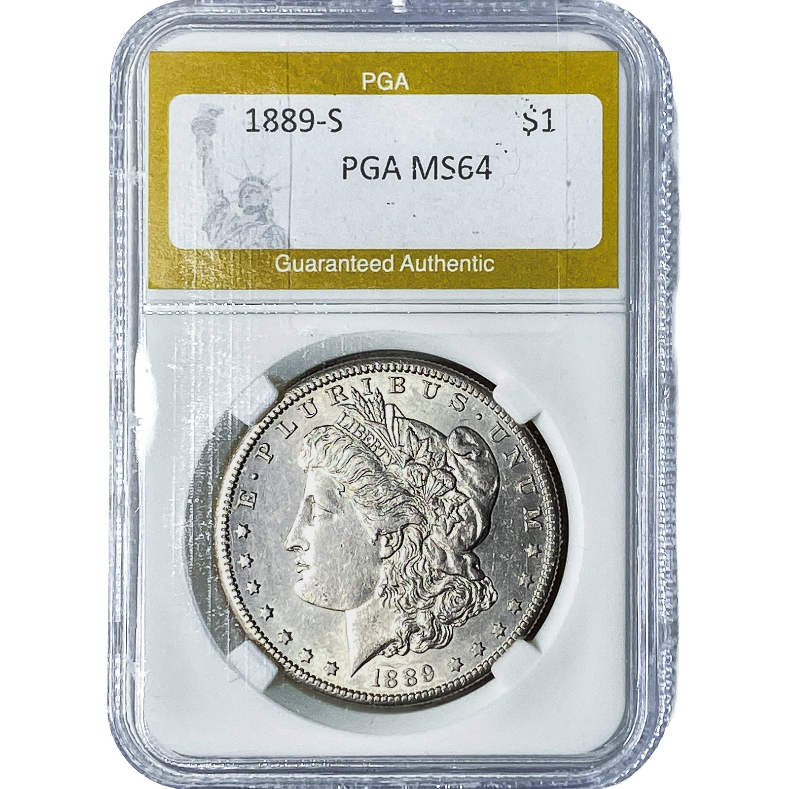 1889-S Morgan Silver Dollar PGA MS64: 1889-S Morgan Silver Dollar PGA MS64