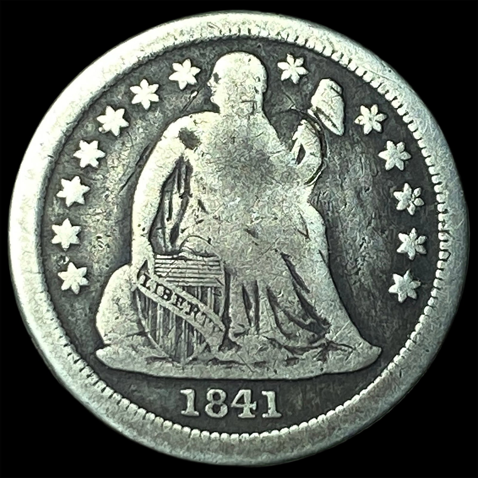 1841-O Silver Seated Liberty Dime NICELY CIRCULATED (1 of 2)