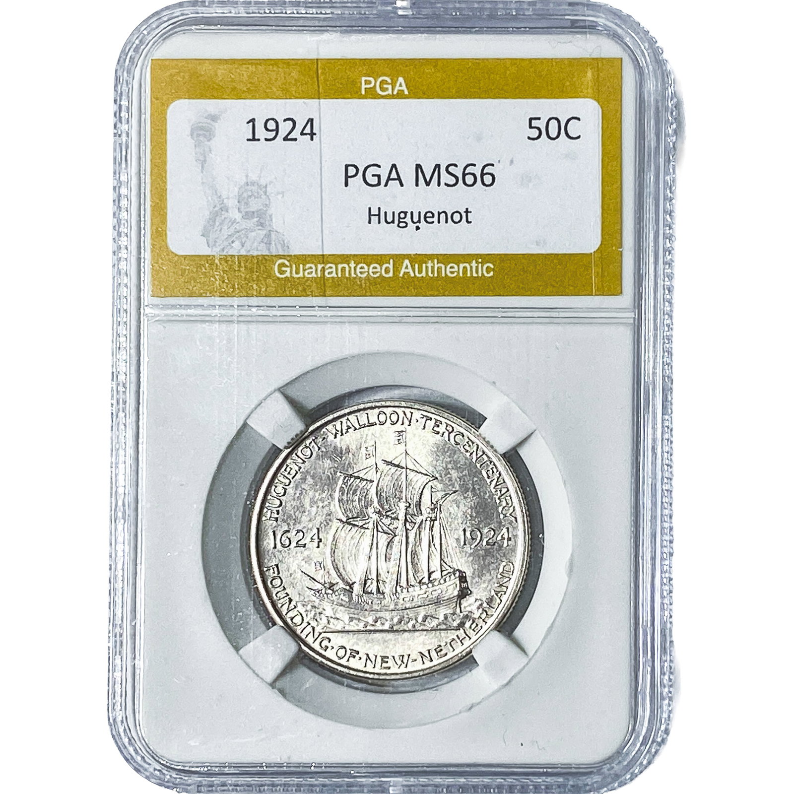1924 Huguenot Half Dollar PGA MS66: 1924 Huguenot Half Dollar PGA MS66