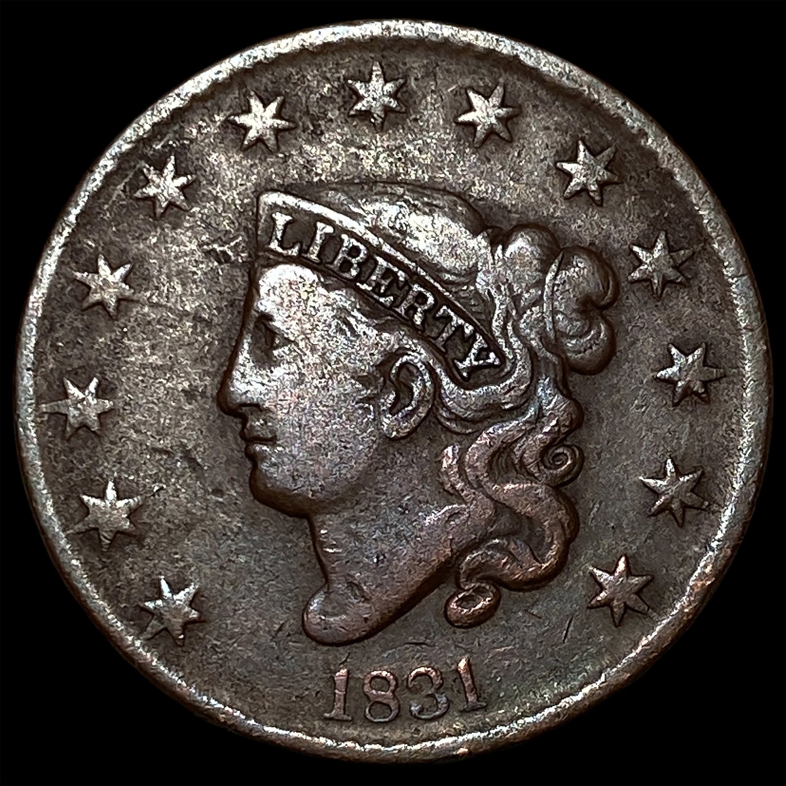 1831 Coronet Head Large Cent ABOUT UNCIRCULATED: 1831 Coronet Head Large Cent ABOUT UNCIRCULATED