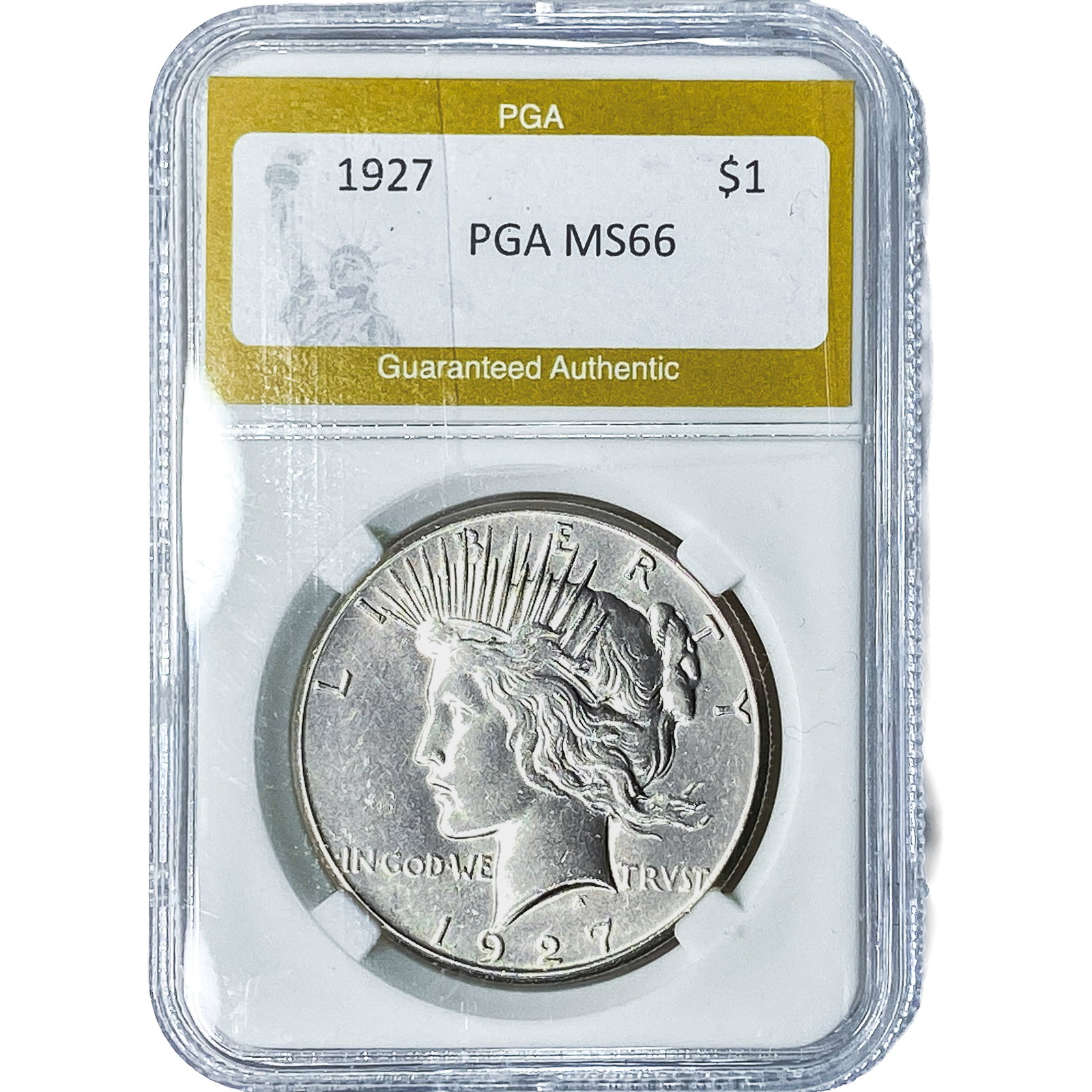 1927 Silver Peace Dollar PGA MS66: 1927 Silver Peace Dollar PGA MS66