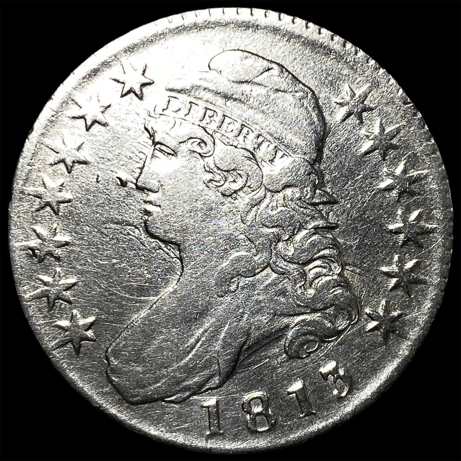 1813 Capped Bust Half Dollar CLOSELY UNCIRCULATED: 1813 Capped Bust Half Dollar CLOSELY UNCIRCULATED