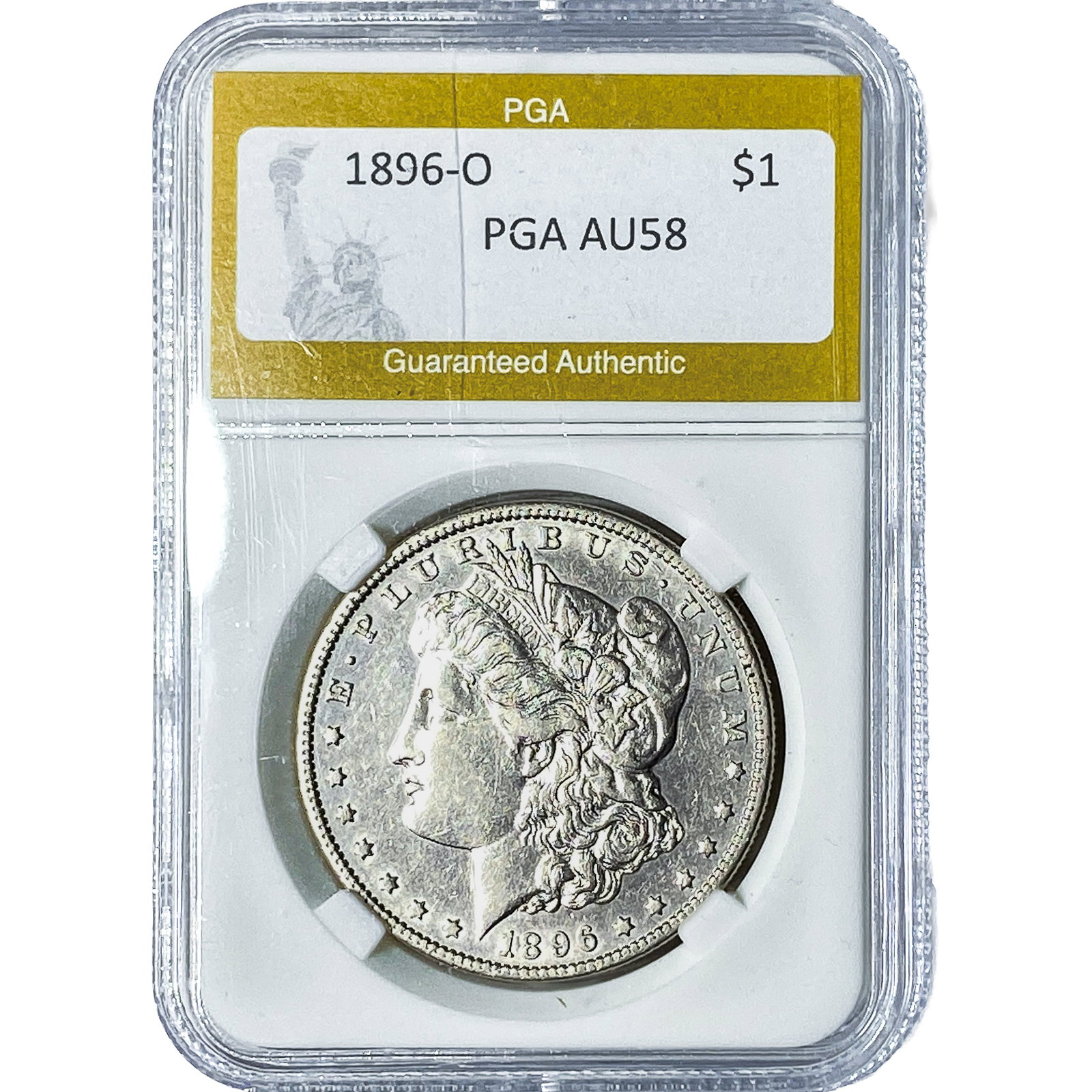 1896-O Morgan Silver Dollar PGA AU58: 1896-O Morgan Silver Dollar PGA AU58