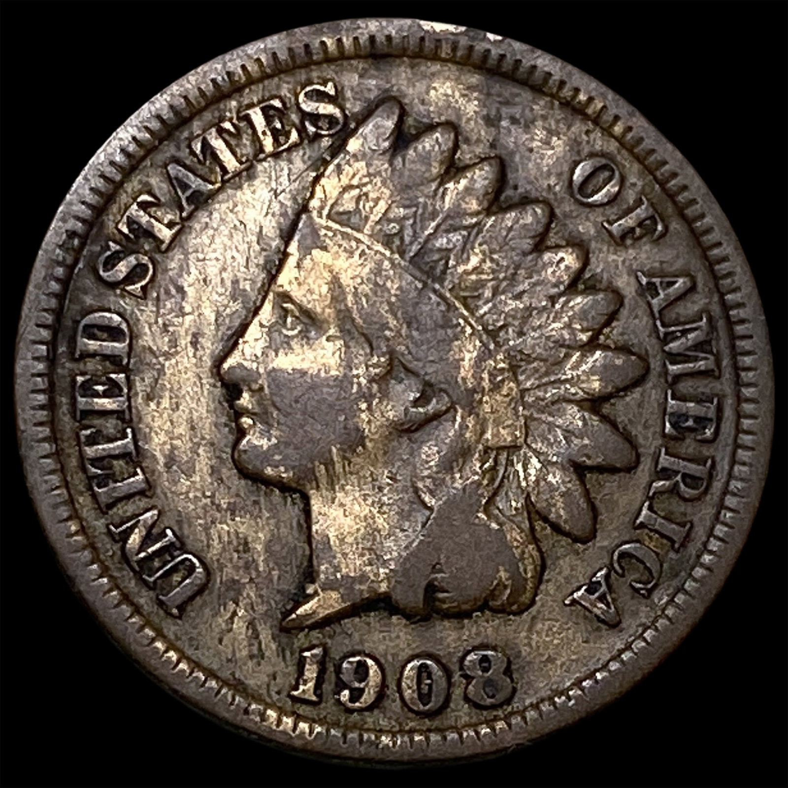 1908-S Indian Head Cent ABOUT UNCIRCULATED: 1908-S Indian Head Cent ABOUT UNCIRCULATED