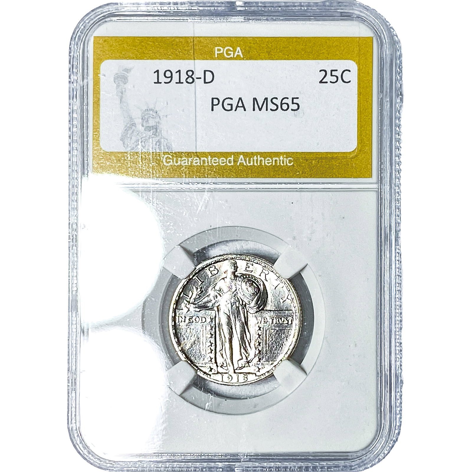 1918-D Standing Liberty Quarter PGA MS65: 1918-D Standing Liberty Quarter PGA MS65
