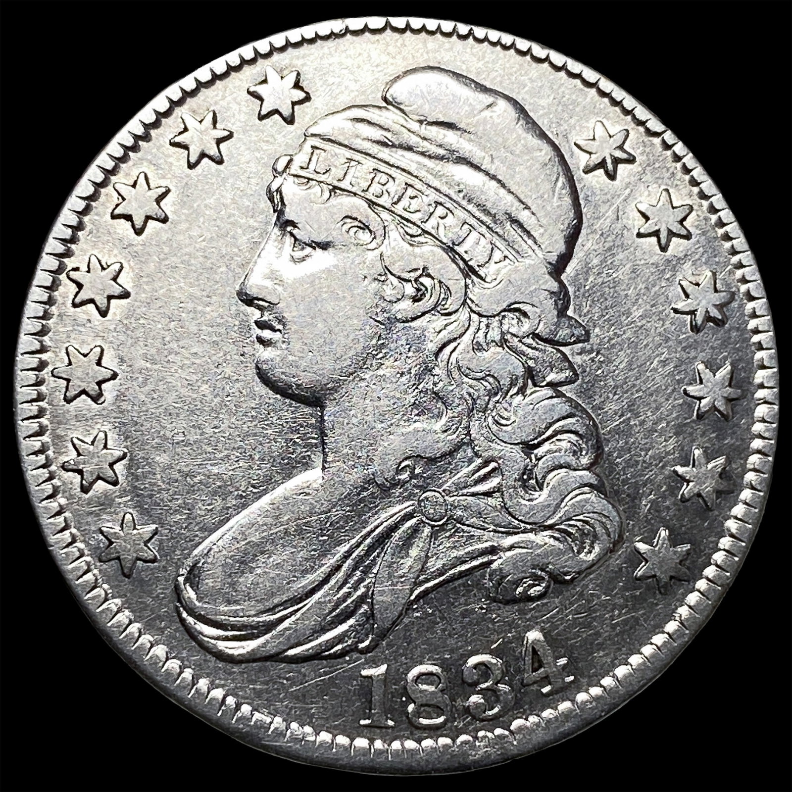 1834 Capped Bust Half Dollar CLOSELY UNCIRCULATED: 1834 Capped Bust Half Dollar CLOSELY UNCIRCULATED
