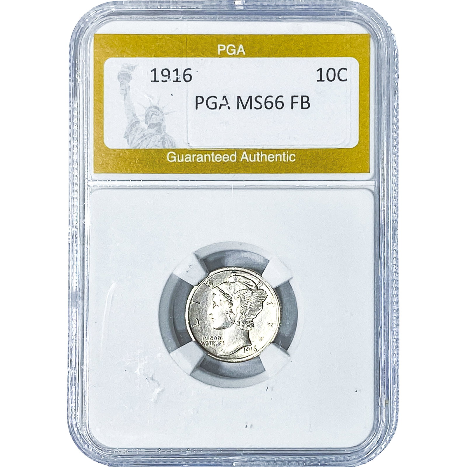 1916 Mercury Silver Dime PGA MS66FB: 1916 Mercury Silver Dime PGA MS66FB