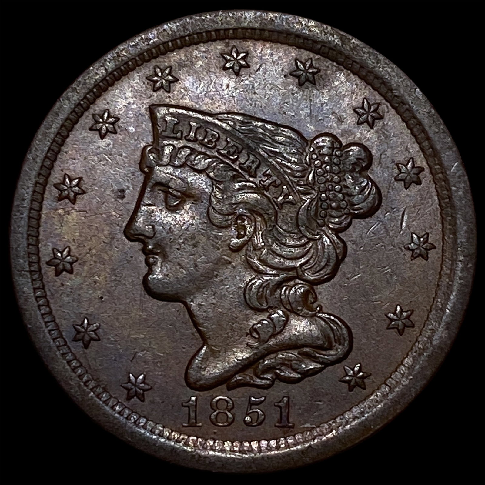 1851 Braided Hair Half Cent UNCIRCULATED: 1851 Braided Hair Half Cent UNCIRCULATED