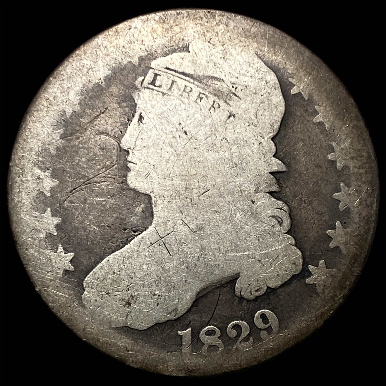 1829 Capped Bust Half Dollar NICELY CIRCULATED: 1829 Capped Bust Half Dollar NICELY CIRCULATED