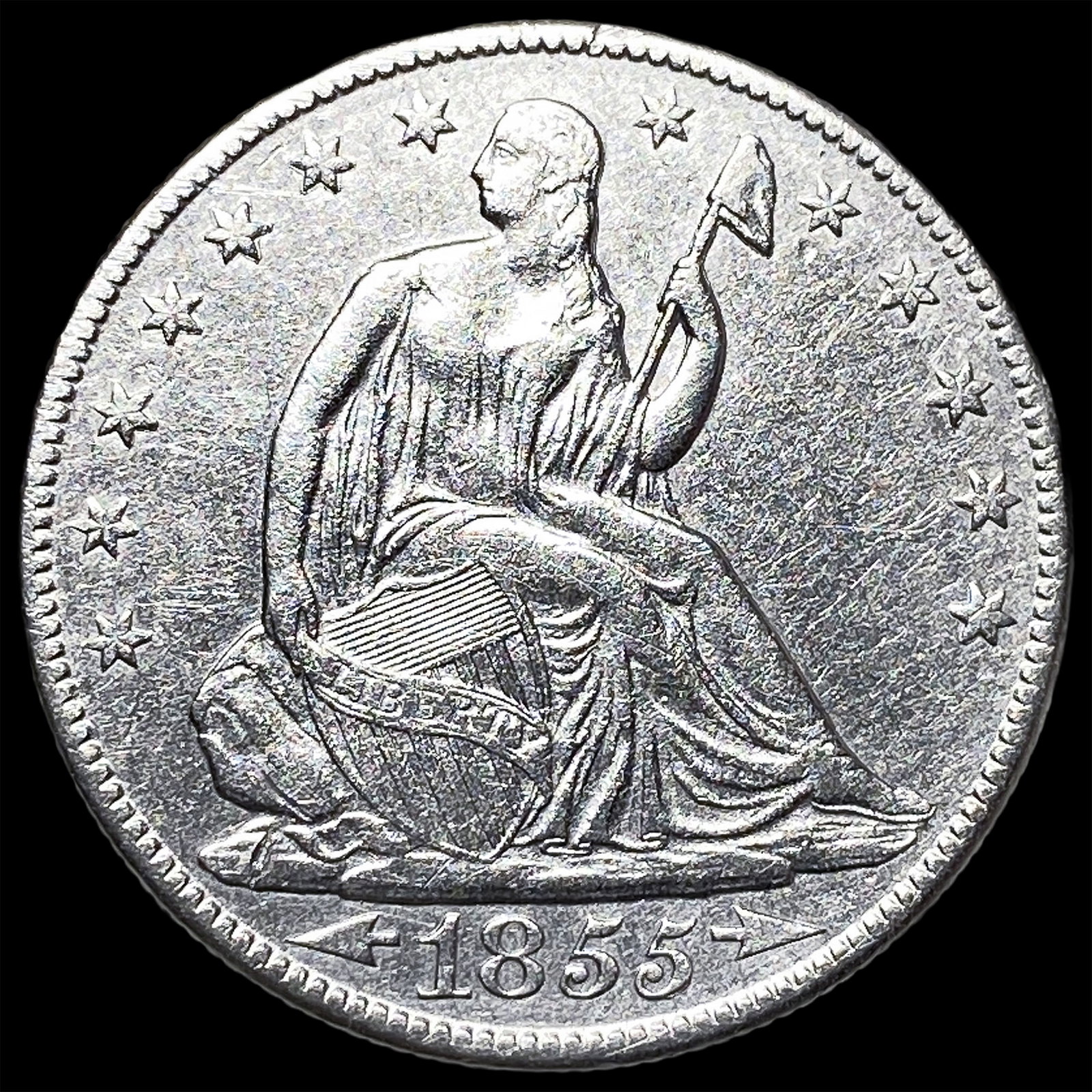 1855-O Silver Half Dollar CLOSELY UNCIRCULATED: 1855-O Silver Half Dollar CLOSELY UNCIRCULATED