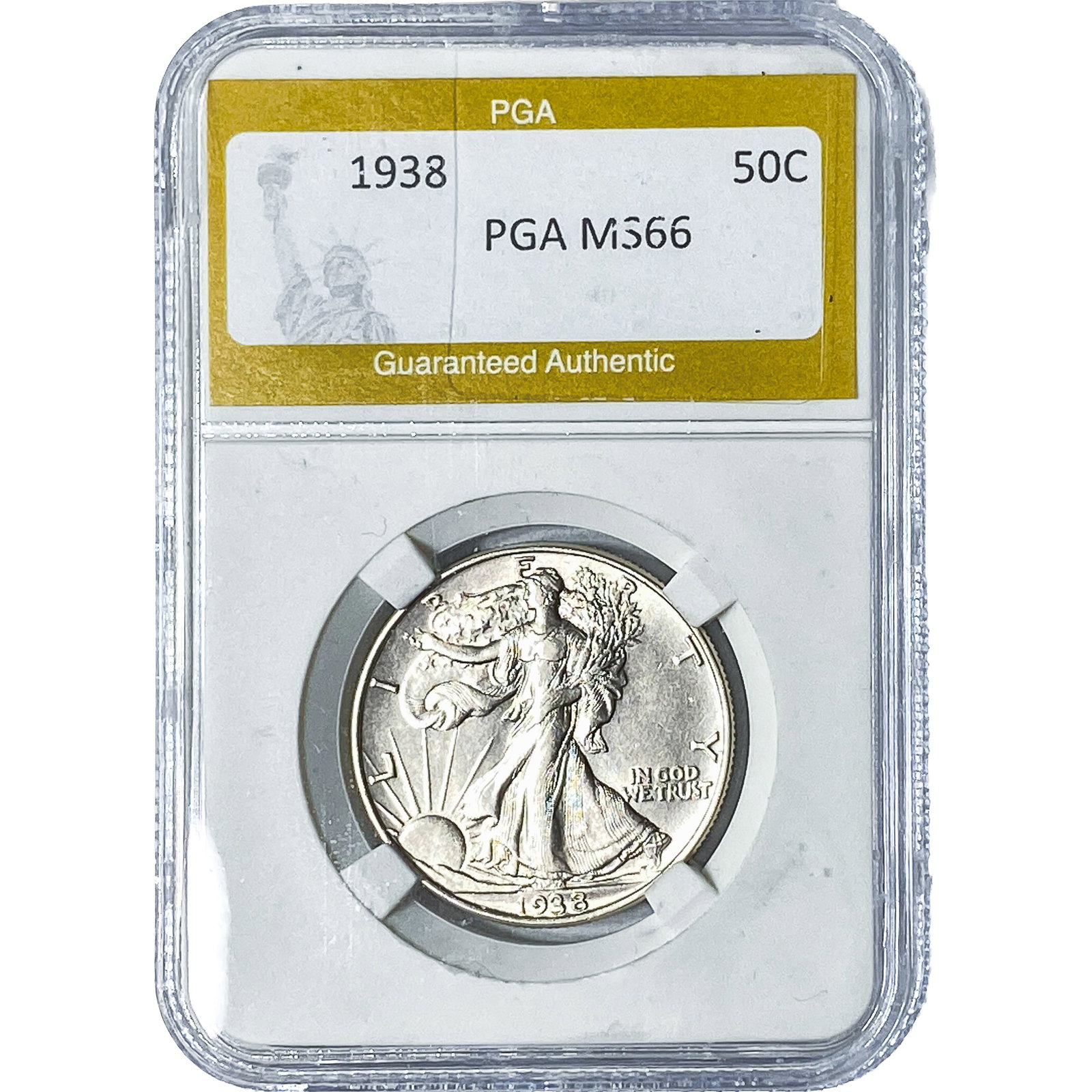 1938 Walking Liberty Half Dollar PGA MS66: 1938 Walking Liberty Half Dollar PGA MS66
