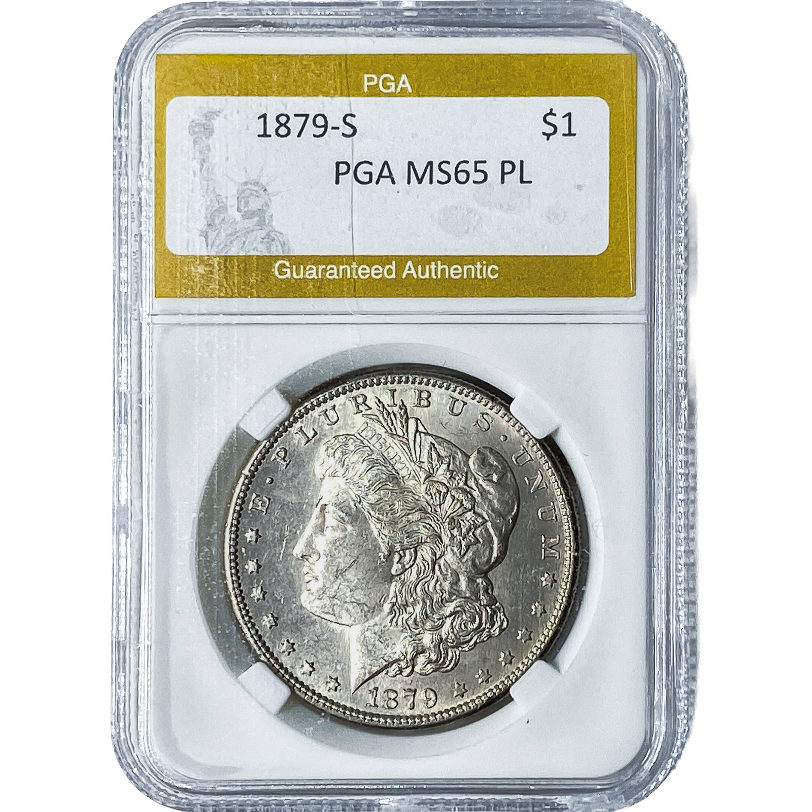 1879-S Morgan Silver Dollar PGA MS65PL: 1879-S Morgan Silver Dollar PGA MS65PL