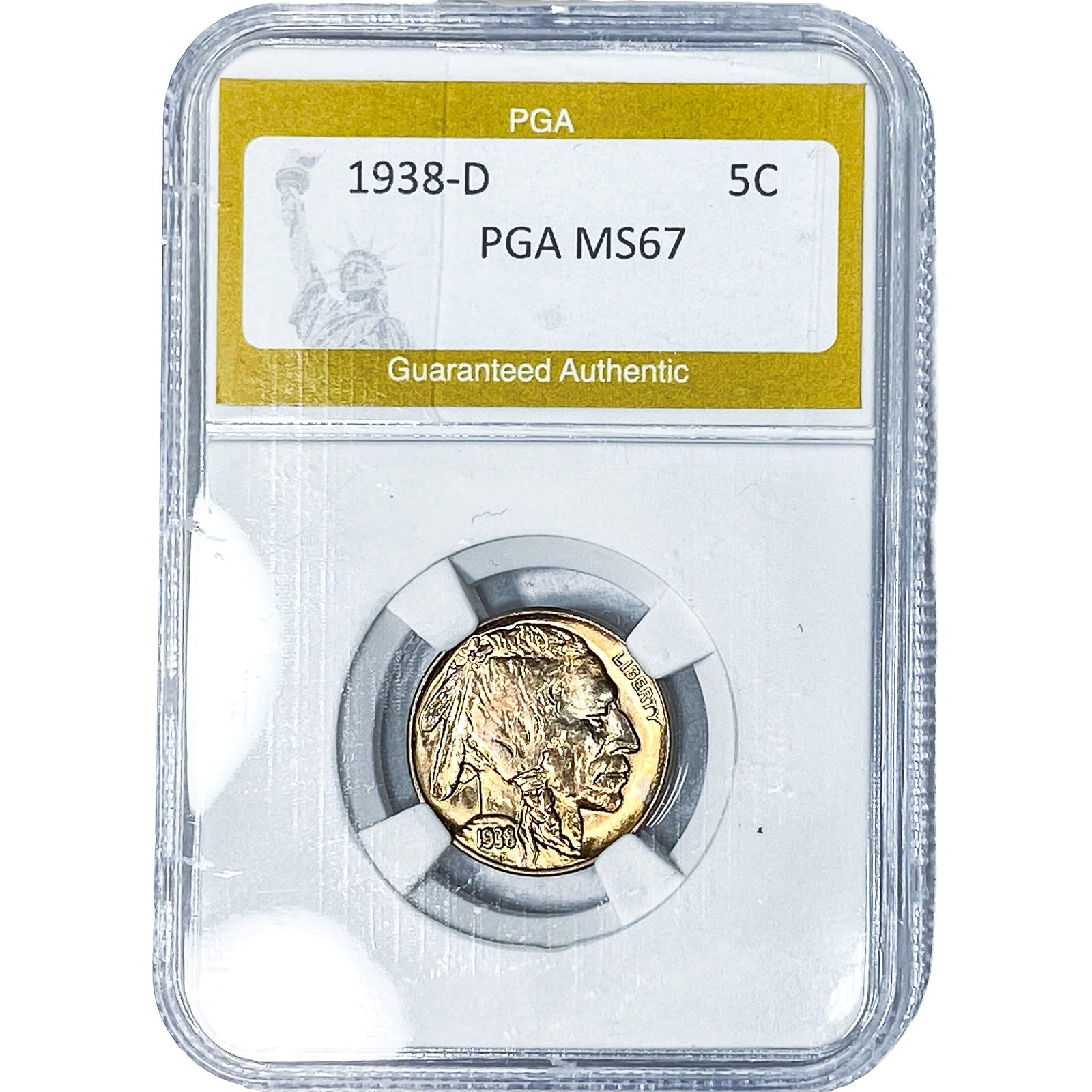 1938-D Buffalo Nickel PGA MS67: 1938-D Buffalo Nickel PGA MS67