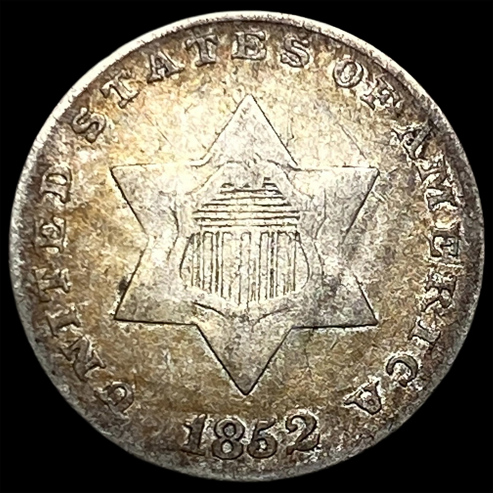 1852 Silver Three-Cent Piece CLOSELY UNCIRCULATED: 1852 Silver Three-Cent Piece CLOSELY UNCIRCULATED
