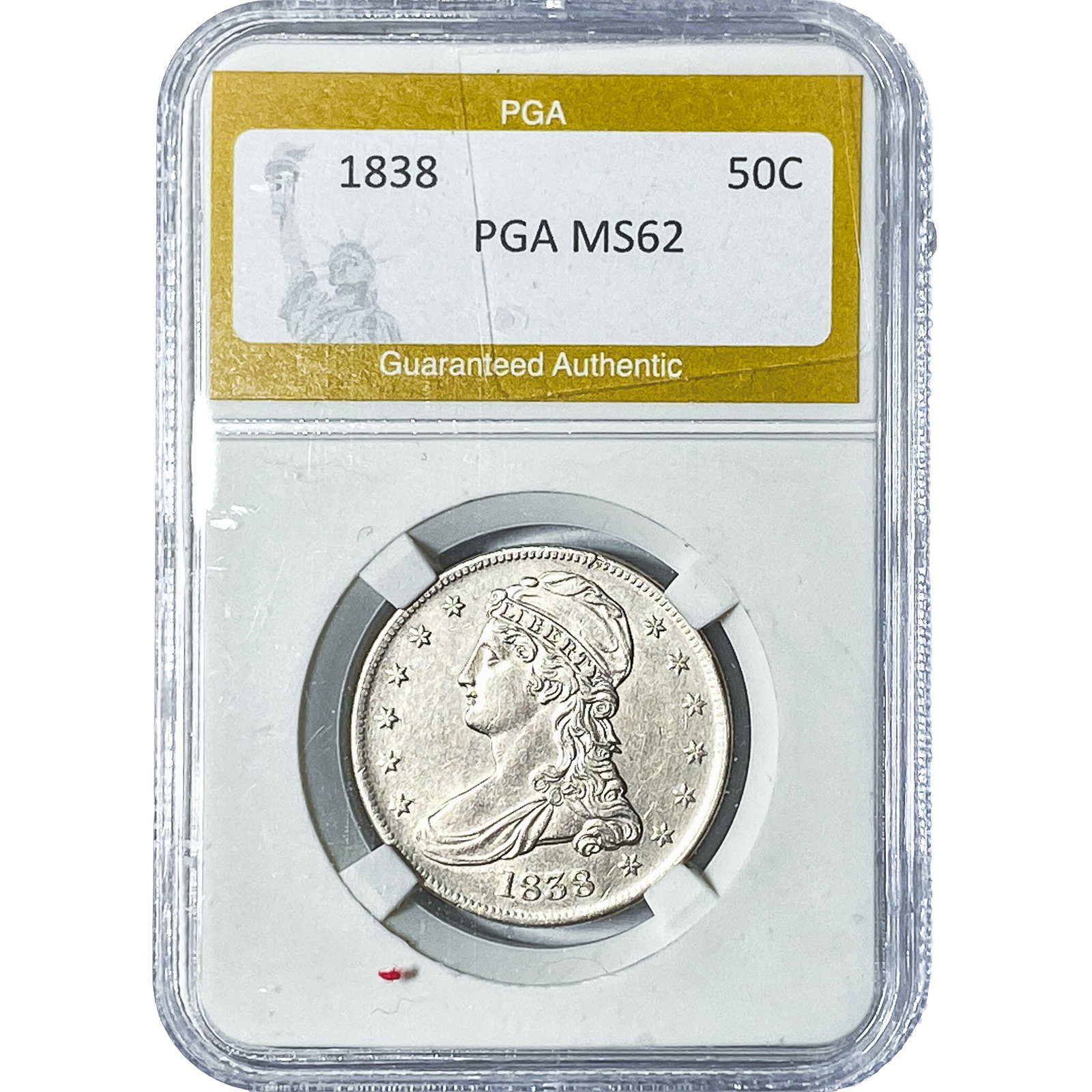 1838 Capped Bust Half Dollar PGA MS62: 1838 Capped Bust Half Dollar PGA MS62