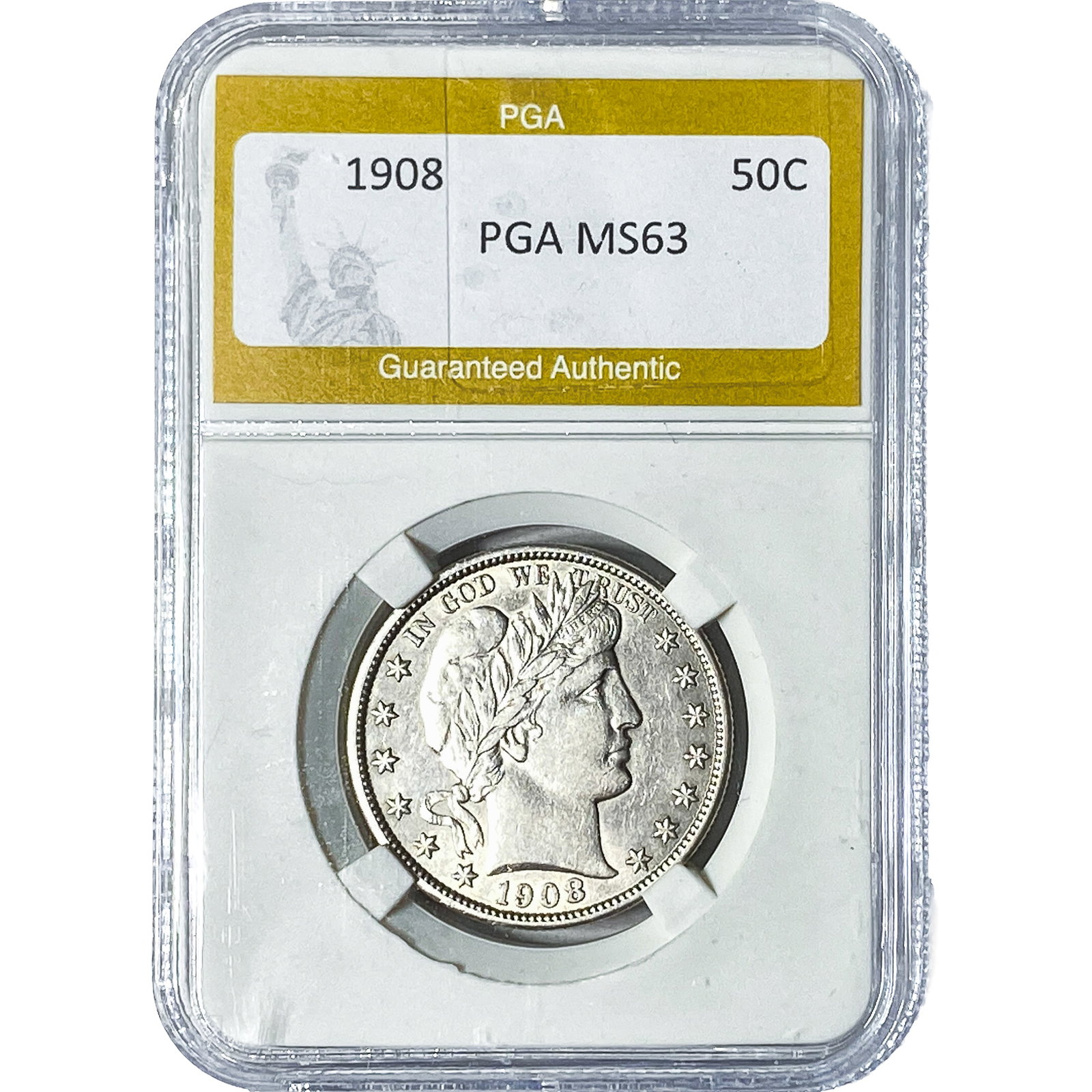 1908 Barber Half Dollar PGA MS63: 1908 Barber Half Dollar PGA MS63