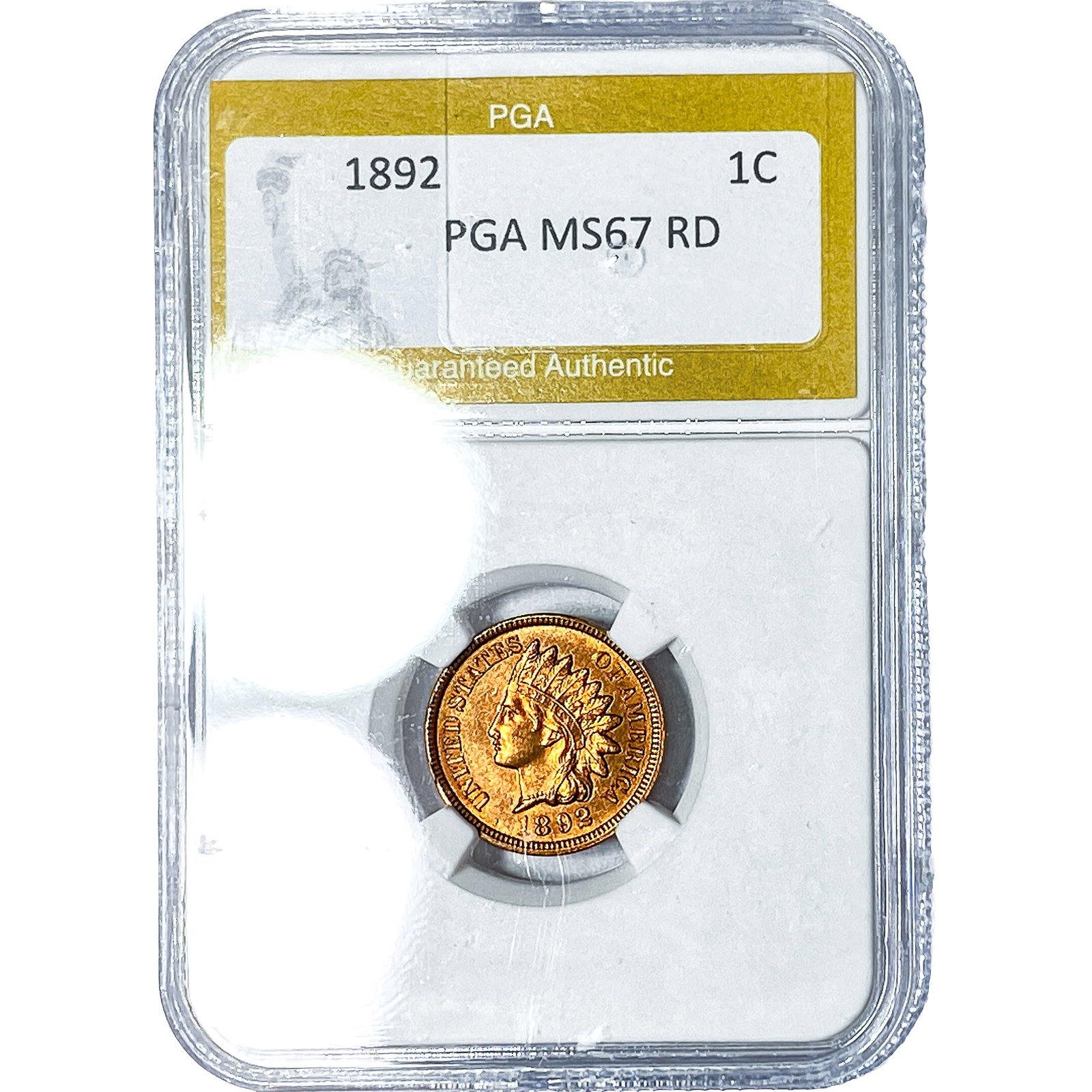 1892 Indian Head Cent PGA MS67RD: 1892 Indian Head Cent PGA MS67RD